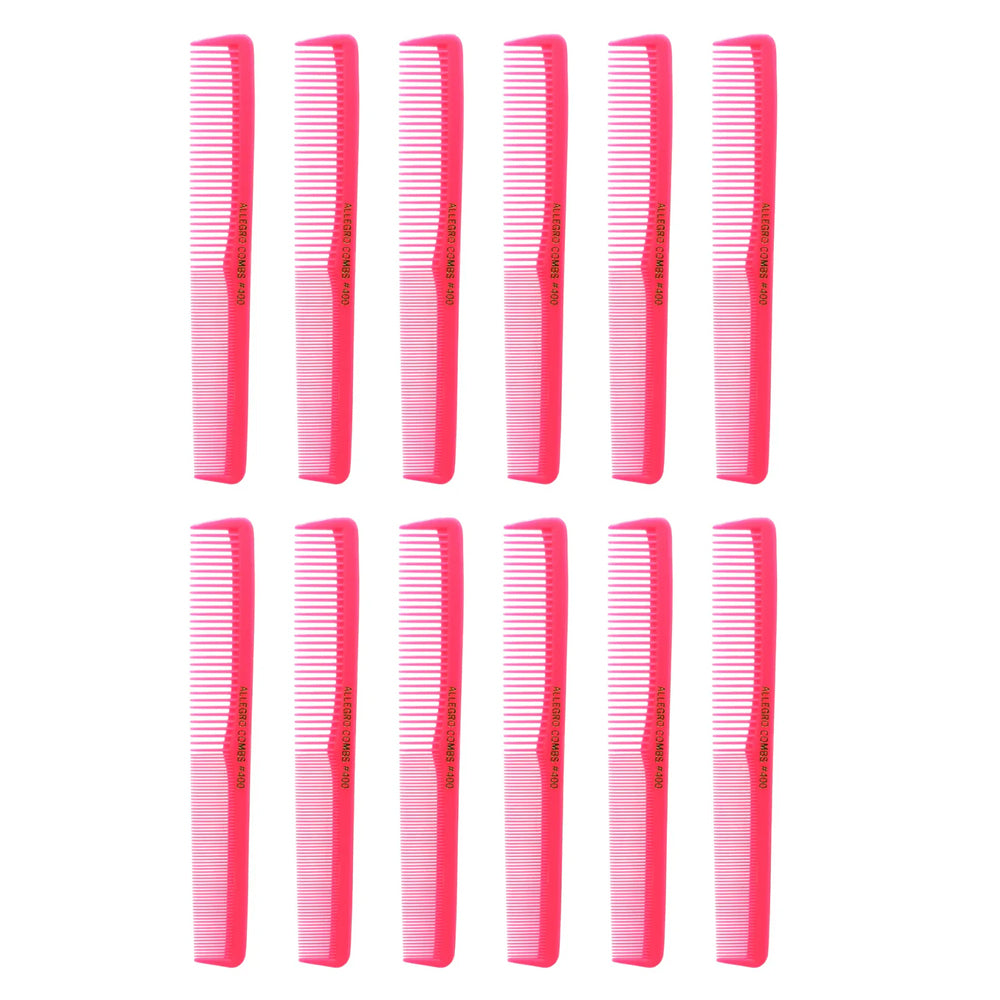 Professional Allegro #400 Barber Combs for Hair Cutting & Styling - 12 Pack All-Purpose Hairdressing Tools | Perfect for Salons, Home Haircuts & Beard Grooming