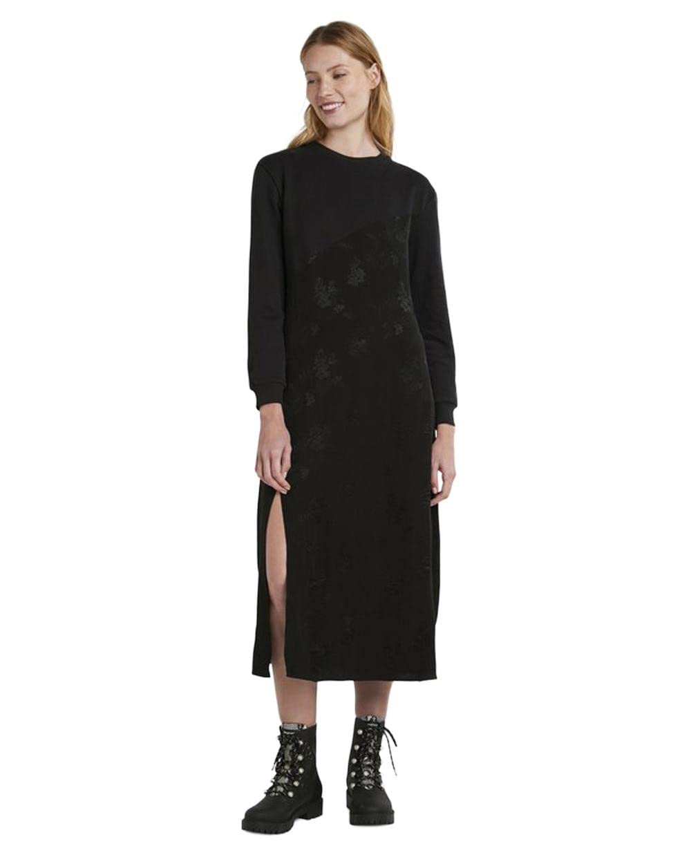 Desigual Women's Long Sleeve Woven Dress - Elegant Floral Print Maxi Dress for Casual Outings, Date Nights & Spring/Summer Occasions