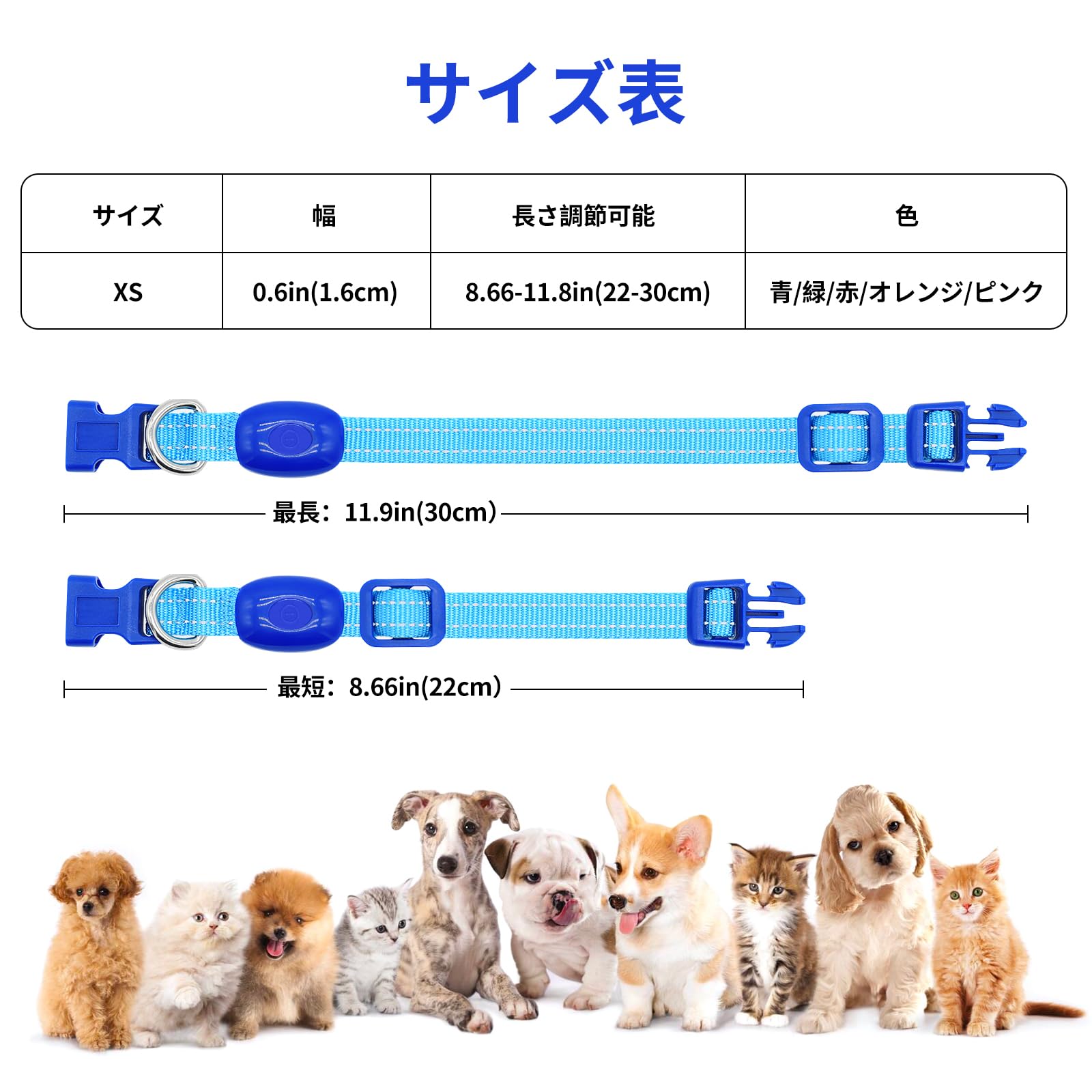 Illumifun USB Rechargeable LED Dog Collar Light - Adjustable Nylon Safety Collar for Small Dogs, Waterproof & Reflective for Night Walks, Jogging & Outdoor Adventures (Blue, X-Small) - Perfect for Evening Dog Walks, Camping & Low Visibility Conditions
