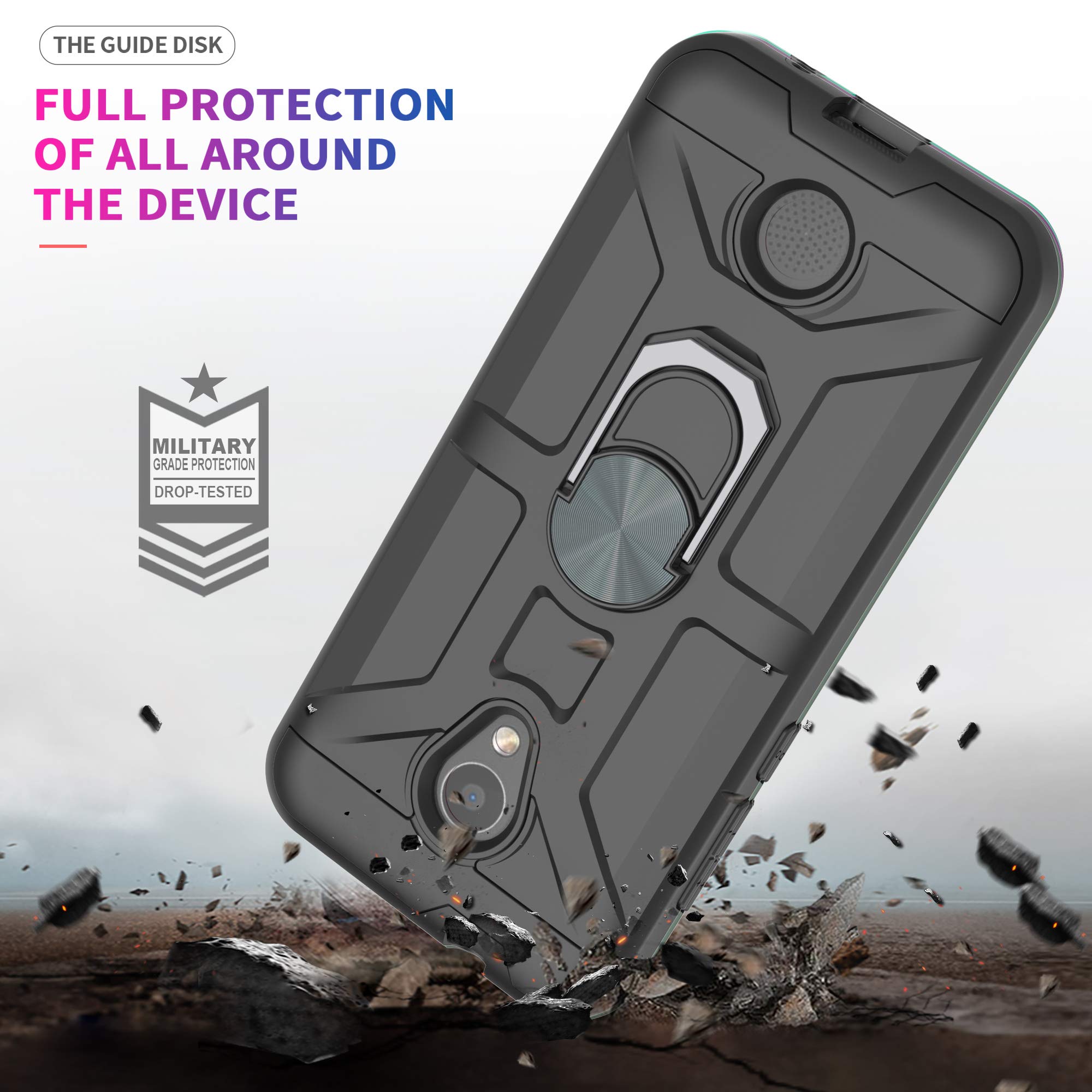 Shockproof Coolpad Legacy S Case with 360° Rotating Ring Kickstand & HD Screen Protector - Dual Layer Protective Phone Cover for Coolpad Legacy S-ZS (Black) | Perfect for Work, Travel & Outdoor Activities