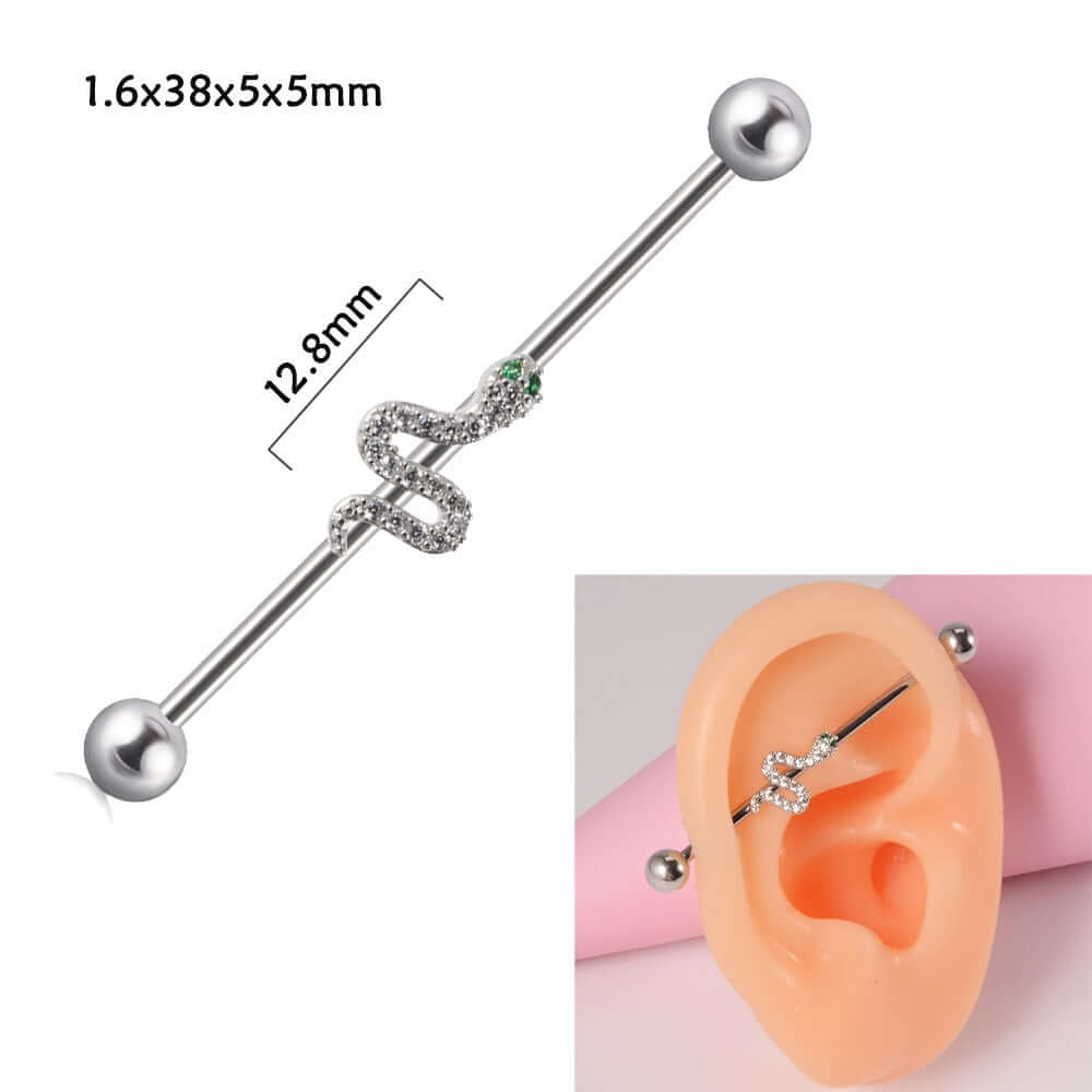 14g Silver Scorpio Insect Industrial Barbell Body Jewelry - Belly Button & Nose Piercing Bar | Perfect for Gothic, Punk & Alternative Fashion Styles