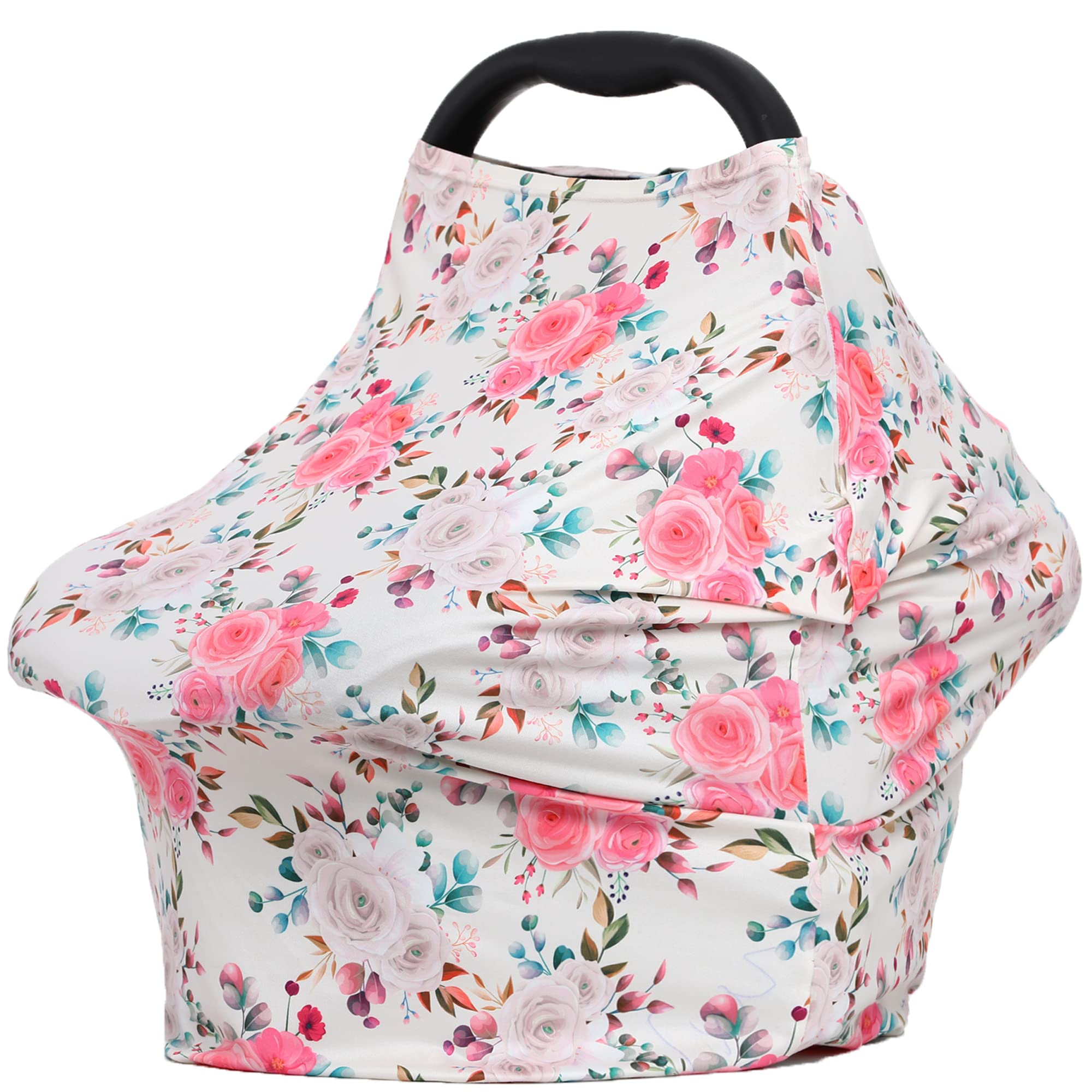 Baby Girl Car Seat Covers & Stroller Canopy - Soft Breastfeeding Cover for Infants, Universal Fit for Car Seats & Strollers (Cream Rose) | Perfect for Nursing, Travel & Outdoor Protection