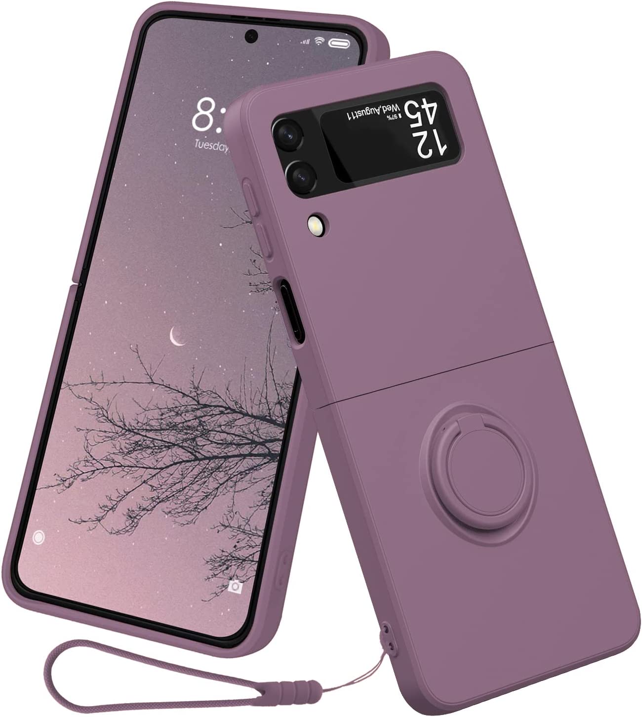 Samsung Galaxy Z Flip4 Silicone Ring Case with 360° Protection - Purple | Durable Flip Cover for Everyday Use & Travel