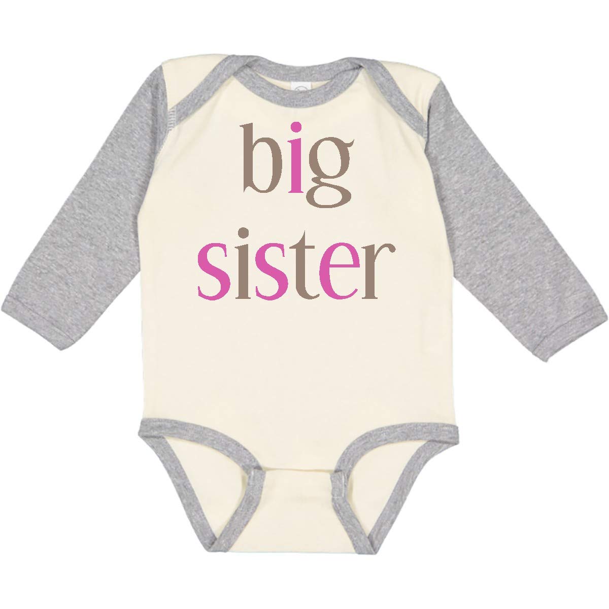 Inktastic Big Sister Long Sleeve Baby Bodysuit - Cute Sibling Outfit for Newborns & Infants - Perfect for Family Photos, Matching Outfits & Special Occasions