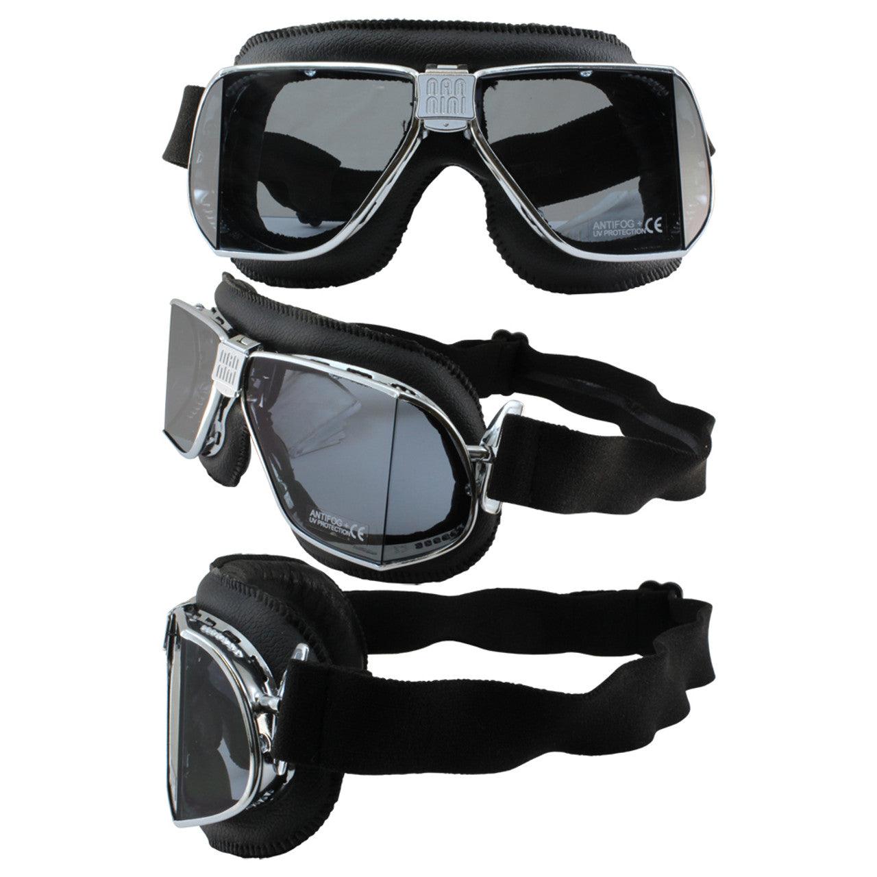 Birdz Eyewear Matte Chrome Black Leather Sunglasses with Smoke Lenses - Stylish UV Protection for Outdoor Activities, Driving & Fashion