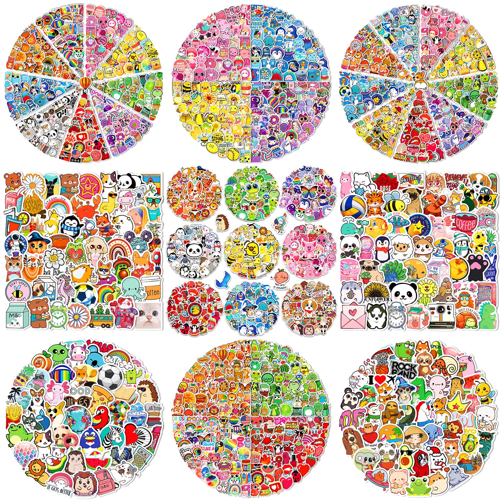 1000Pcs Bulk Stickers for Kids & Adults - Waterproof Vinyl Stickers for Water Bottles, Laptops, Hydroflasks - Fun Decals for Teens, Girls, Boys - Perfect for School, Office, Travel & DIY Projects [No Duplicates]