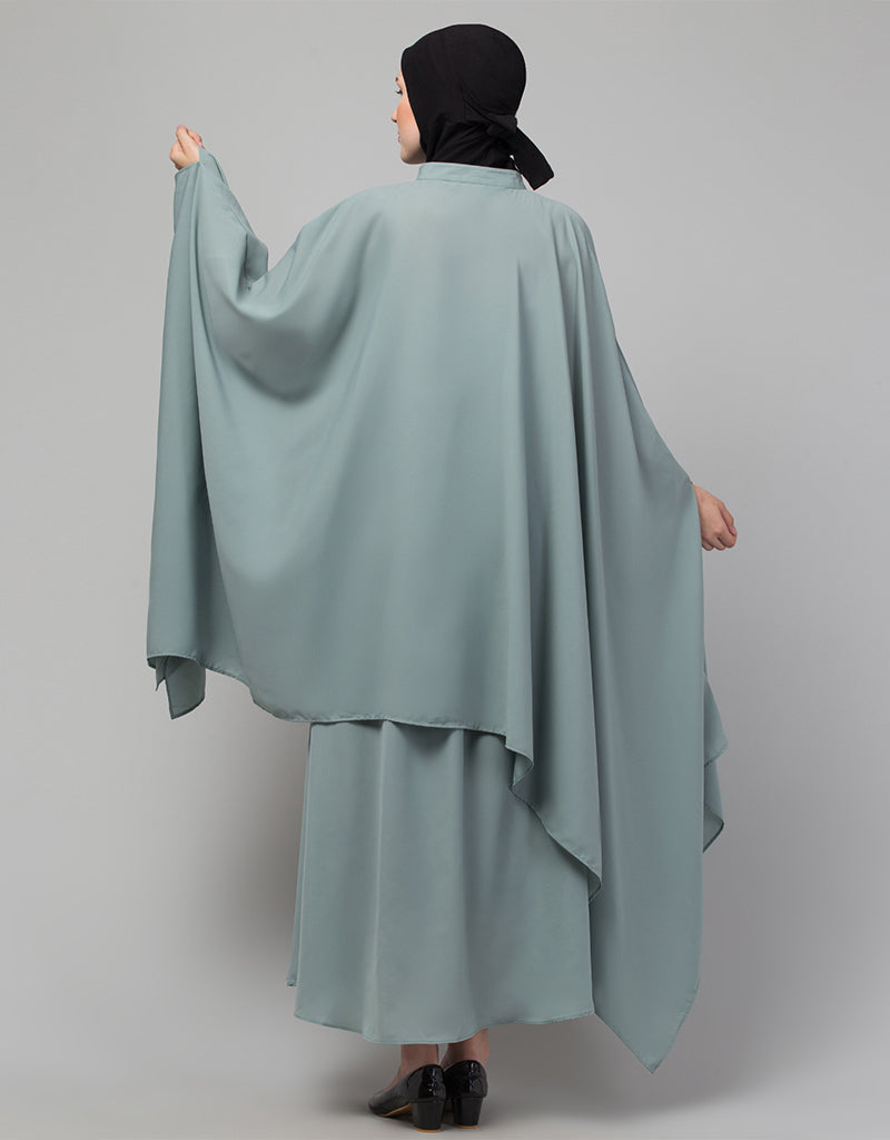 Elegant Arabic Two-Piece Butterfly Kaftan in Sage Green - Perfect for Eid, Weddings & Special Occasions