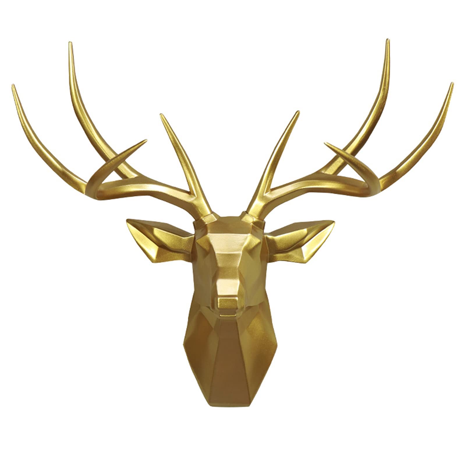 Geometric Stag Head Wall Decor - Gold Faux Taxidermy for Living Room