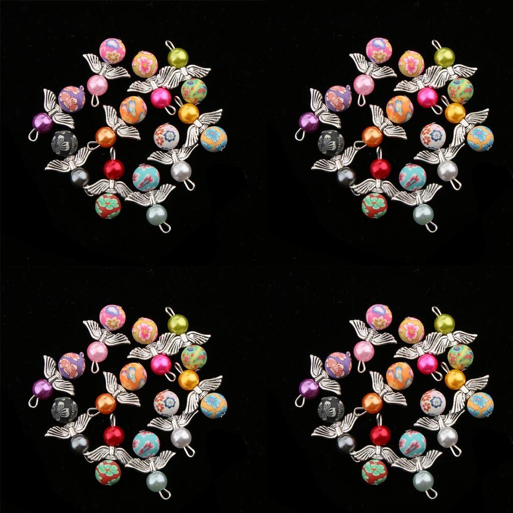 40PCS Handmade Fairy Angel Charms with Pearl Beads & Wings for DIY Jewelry Making - Perfect for Necklaces, Bracelets, Scrapbooking and Gift Decorations