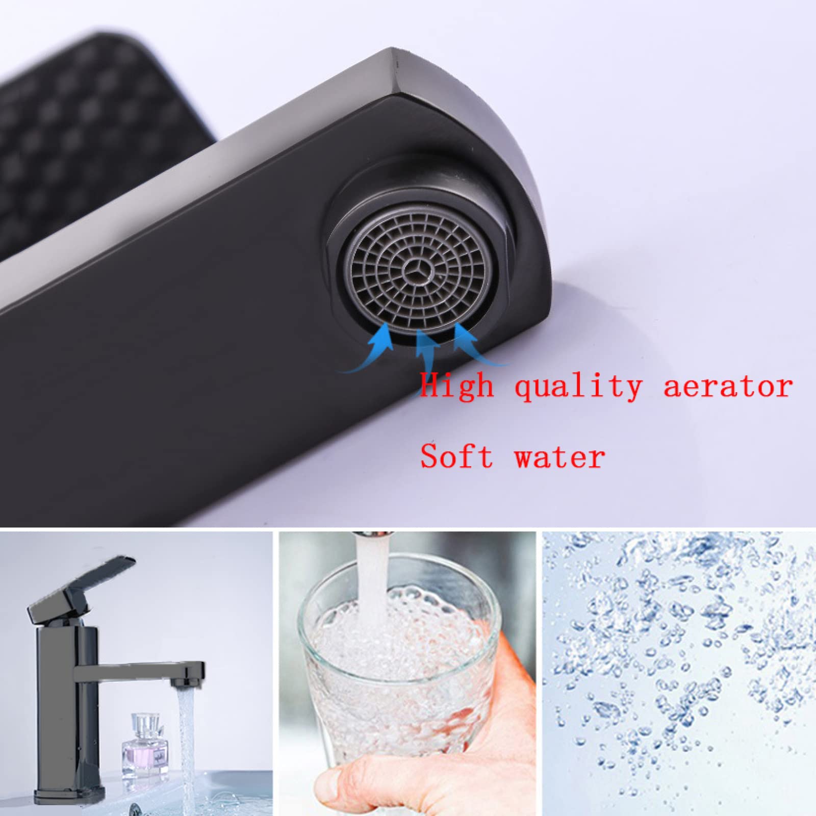 SHAUNI Single Hole Bathroom Sink Faucet - Matte Black Stainless Steel Single Handle Hot and Cold Water Mixer Tap for Modern Vanity, Perfect for Home, Hotel, and Commercial Use
