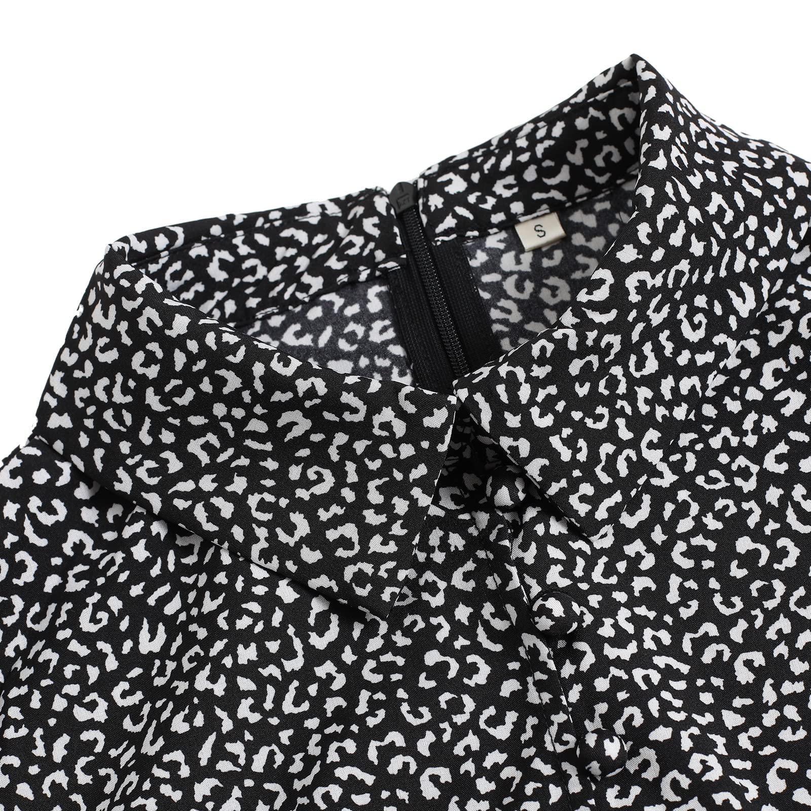 Vintage Women's Long Sleeve Waist Dress with Polka Dot Print and Lapel Collar - Perfect for Office Wear, Cocktail Parties & Retro Fashion Outfits