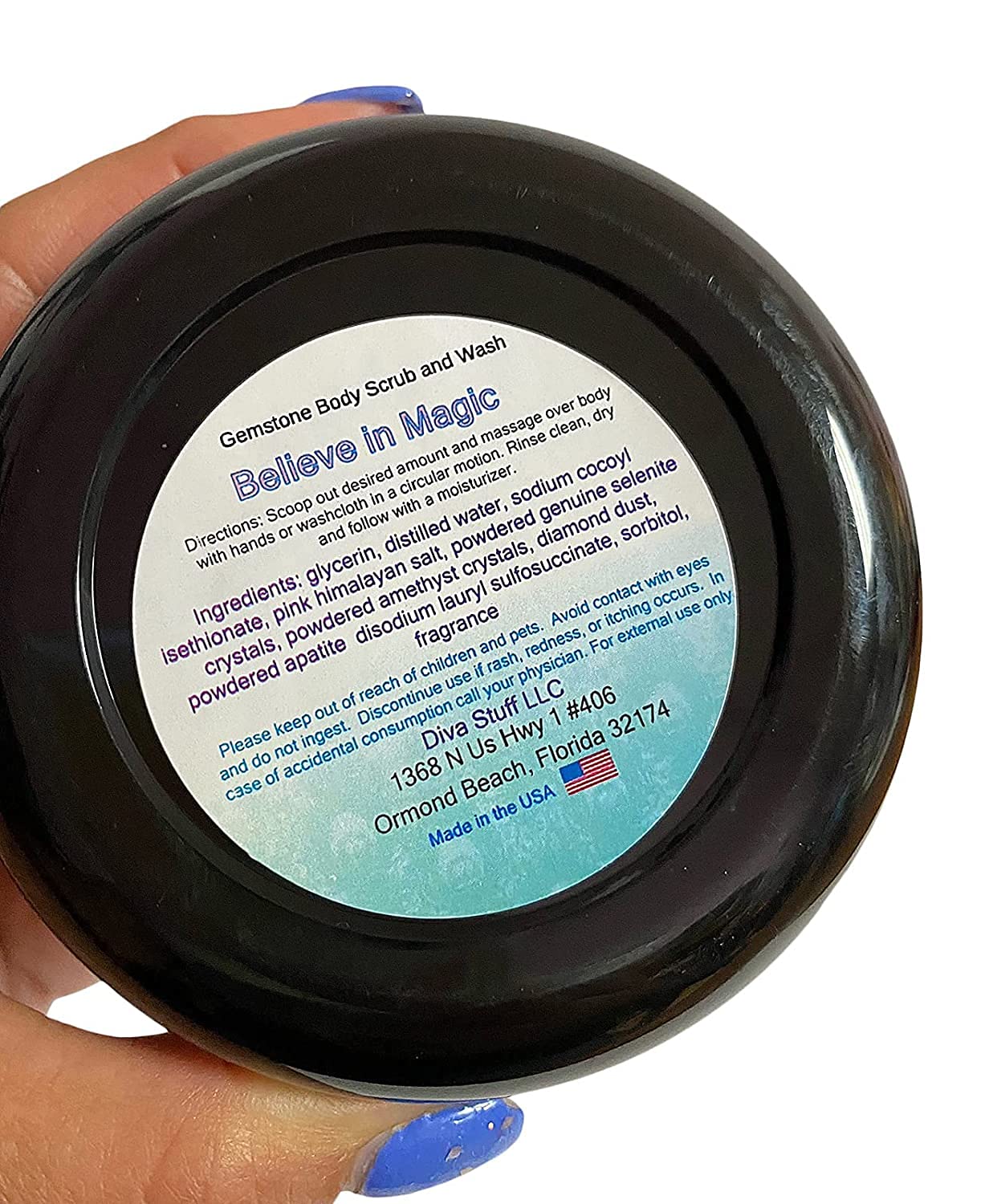 **Diva Stuff Whipped Wash & Scrub with Diamond Dust, Amethyst, Selenite & Apatite Powder – Exfoliating, Cleansing & Moisturizing Body Scrub for Healing, Positive Energy & Glowing Skin – 4oz | Spa, Self-Care & Relaxation Gift**