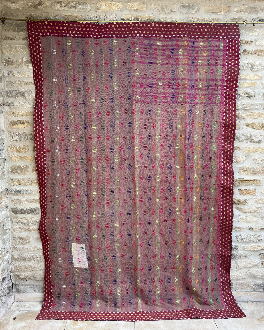 Premium Midweight Kantha Quilt No. 792 - Handmade Cotton Bedspread for Cozy Home Decor | Perfect for Bedroom, Sofa & Boho Style