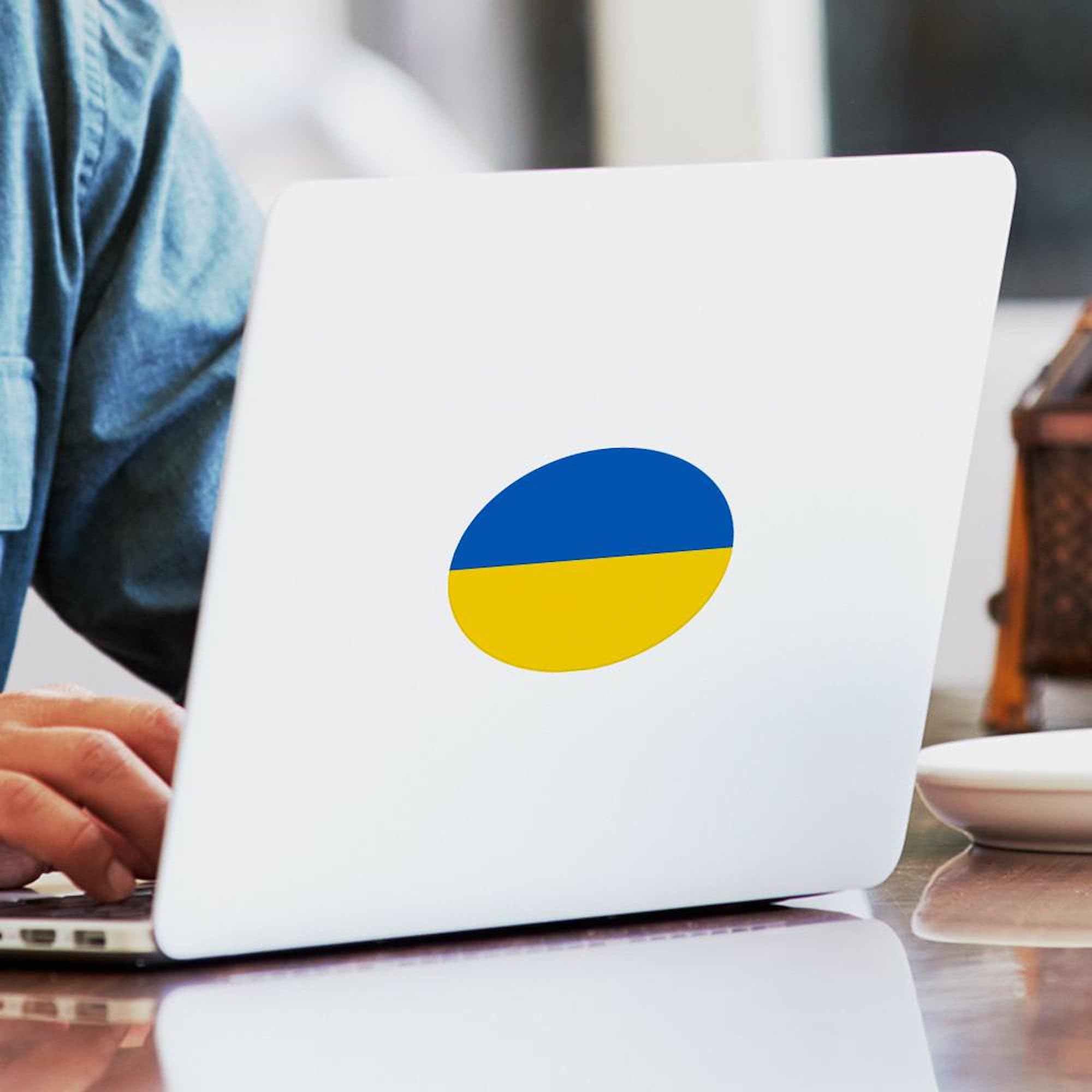 Ukrainian Flag Stickers - Oval 50 Pack | Patriotic Decals for Laptops, Cars, Water Bottles | Show Support for Ukraine
