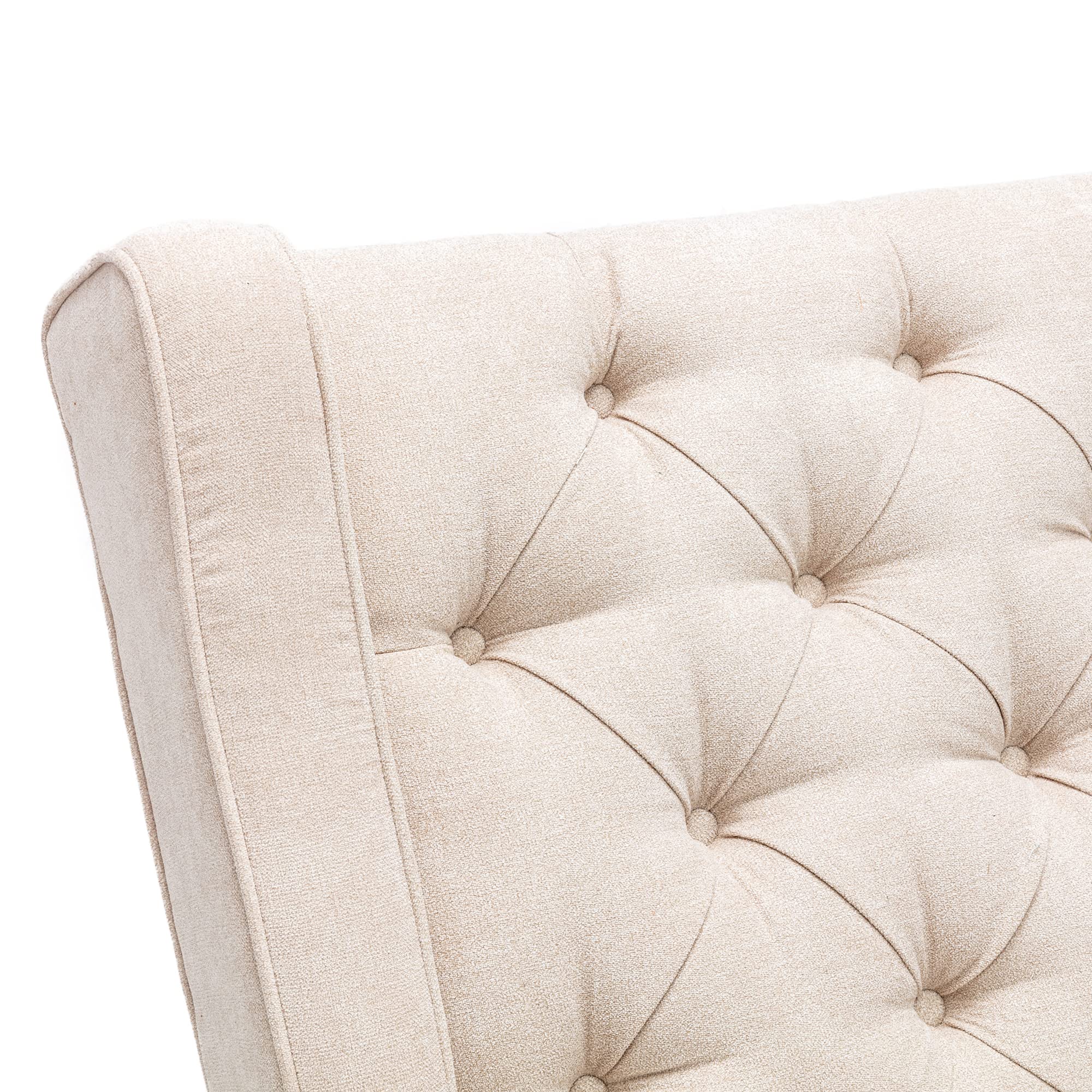 Mid-Century Modern Upholstered Solid Wood Rocking Chair - Comfortable Nursery Glider Rocker for Living Room, Bedroom, Study & Office - Beige Accent Lounge Chair - Perfect for Relaxing, Nursing & Reading