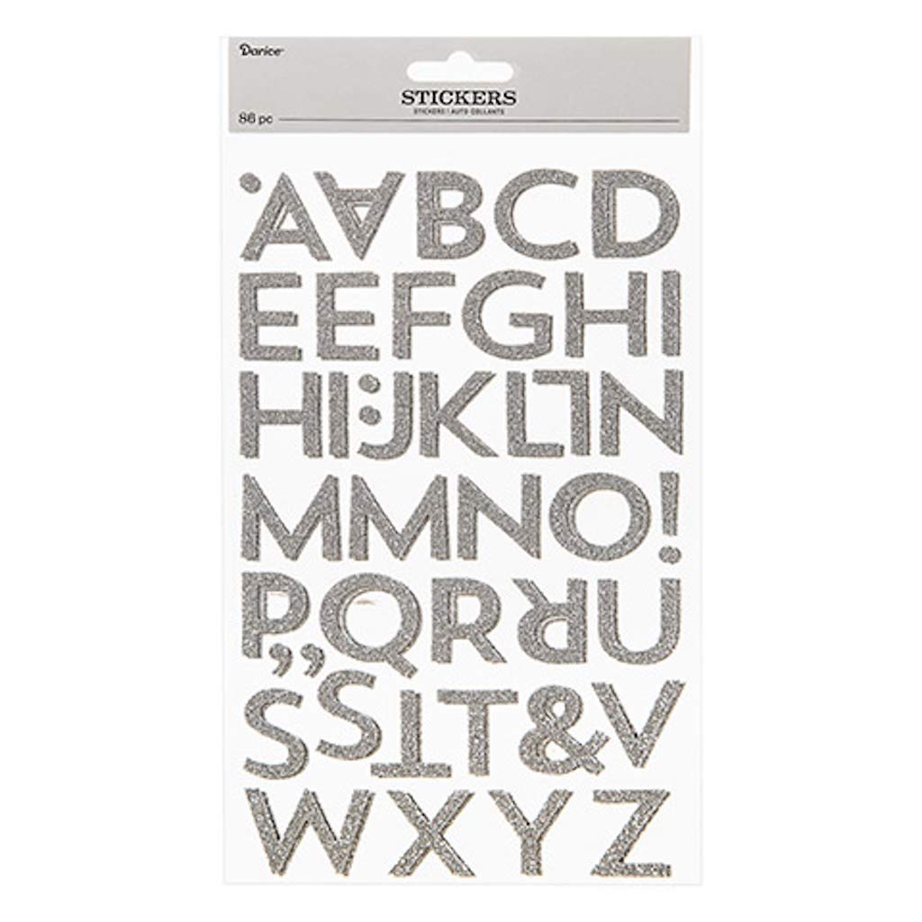 Darice Block Alphabet Silver Glitter Letter Stickers - 1200+ Self-Adhesive Craft Letters in Multiple Sizes for DIY Scrapbooking, Card Making, Home Decor & Party Decorations