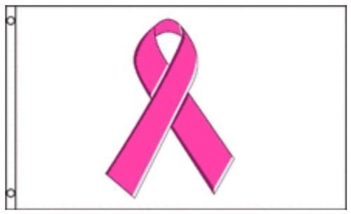 3'x5' Breast Cancer Awareness Pink Ribbon White Flag - Durable Indoor/Outdoor Banner with Brass Grommets - Official Design - Perfect for Fundraising Events, Memorials & Home Decor
