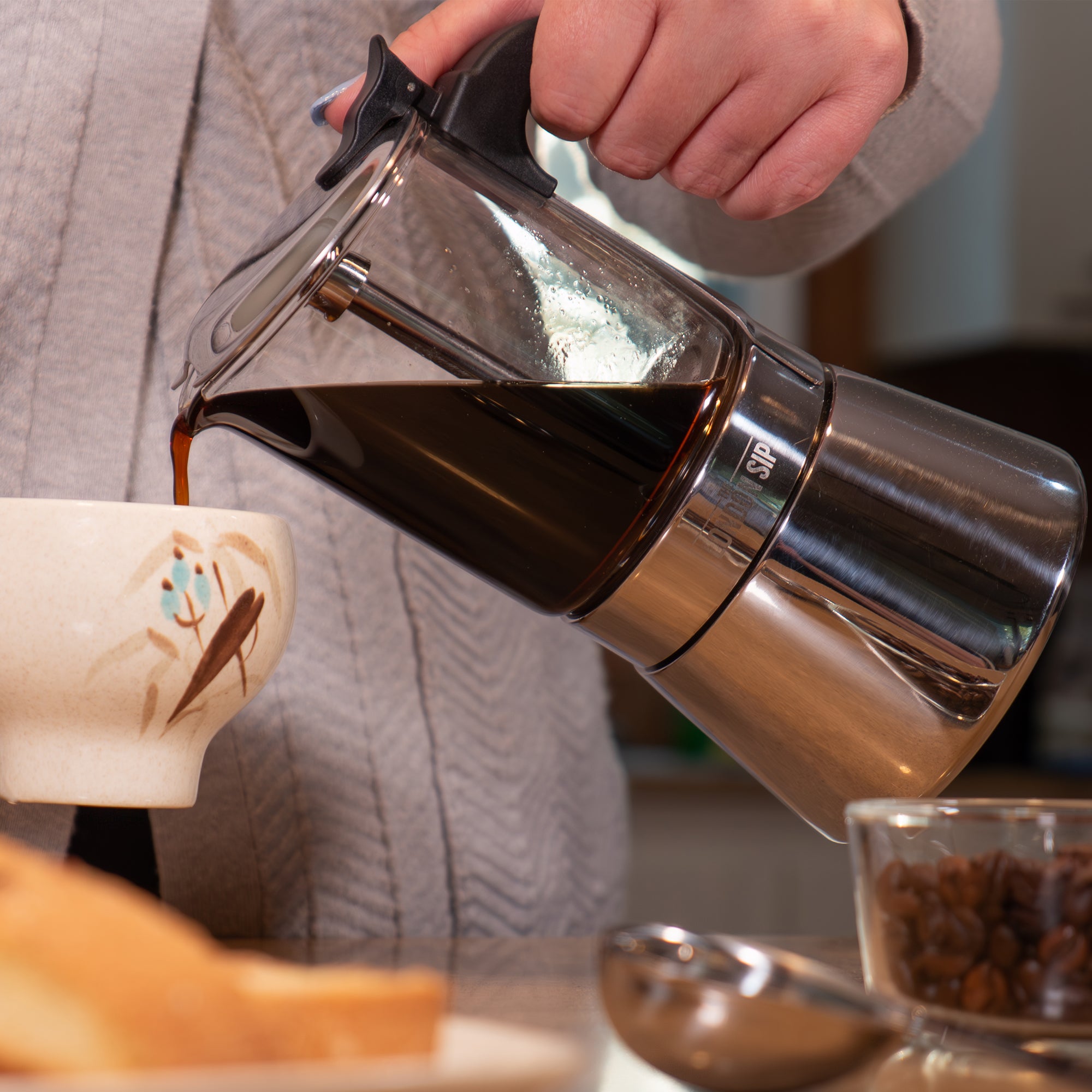 Premium Glass Stovetop Espresso Coffee Maker - Italian Style Moka Pot for Rich Espresso & Coffee - Perfect for Home, Camping & Gifts