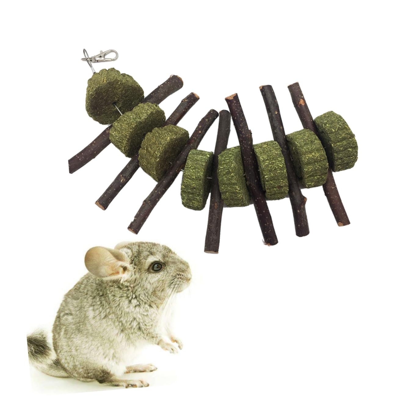 2 Pack Hanging Hamster Chew Toys - Organic Pet Snacks for Parrots, Rabbits, Guinea Pigs & Chinchillas - Small Animal Dental Health Molar Rod - Perfect for Cage Enrichment & Stress Relief