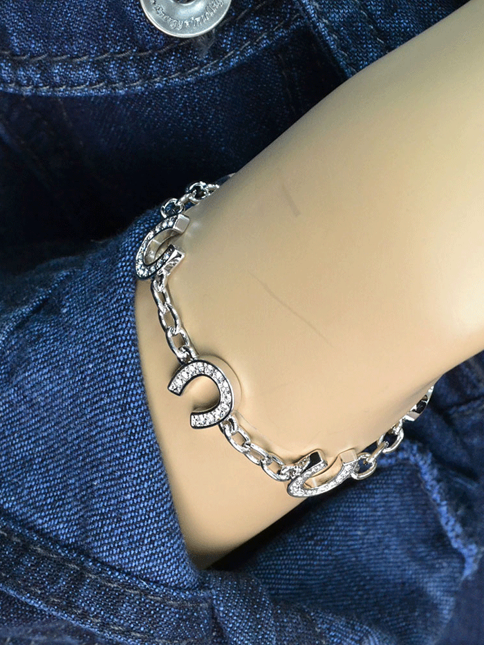 Montana Silversmiths BC620 Women's Sterling Silver Lucky Horseshoe Bracelet with Clear Crystals - Elegant Jewelry for Good Luck & Everyday Wear