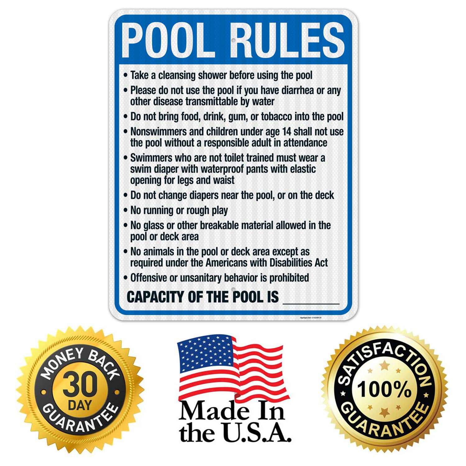 Montana Pool Rules Sign - Compliant with State Safety Code, 24x30 Inches, 3M EGP Reflective .080 Aluminum, Fade Resistant - Perfect for Public Pools, Community Centers & Backyard Swimming Pools - Made in USA