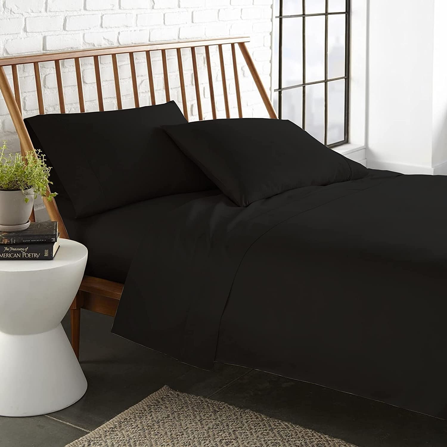 Premium Egyptian Cotton Twin XL Bed Sheets Set - 4 Piece Deep Pocket Fitted Sheet, Flat Sheet, 2 Pillowcases - Fits 8