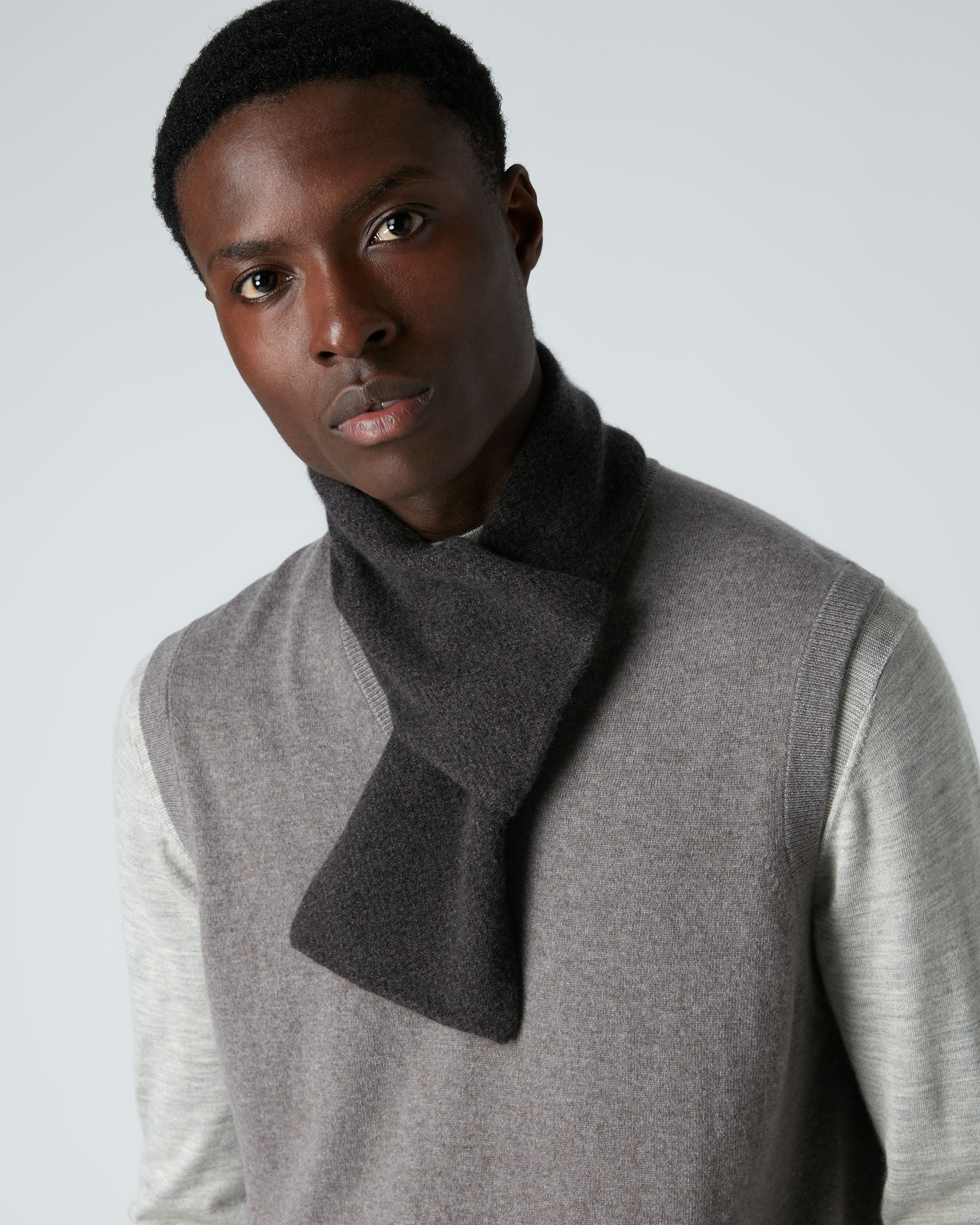 007 Herringbone Cashmere Scarf - Soft Brown Winter Wrap for Men & Women - Perfect for Cold Weather, Office & Outdoor Activities