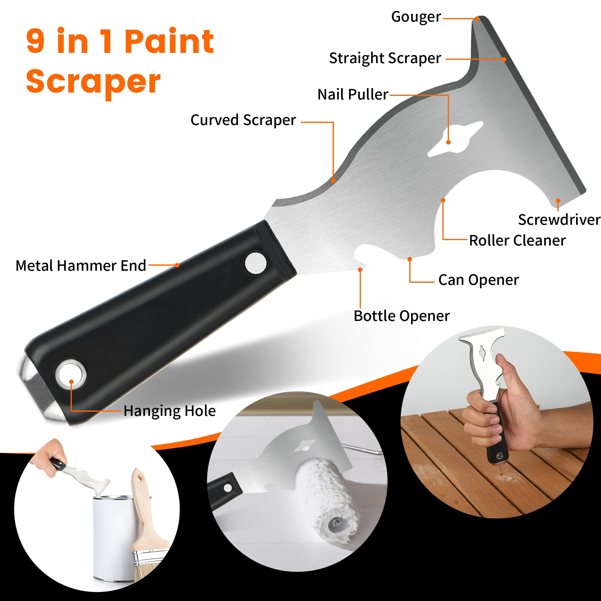 7PCS Drywall Knife Set - Stainless Steel 2” 3” 4” 6” 10” 12” Putty Knives, Taping Knives & Painter Scraper with 12” Mud Pan - Professional Spackle Tool Kit for Drywall Repair, Patching & Painting Projects - Perfect for Home Renovation, DIY Projects & Professional Construction Work