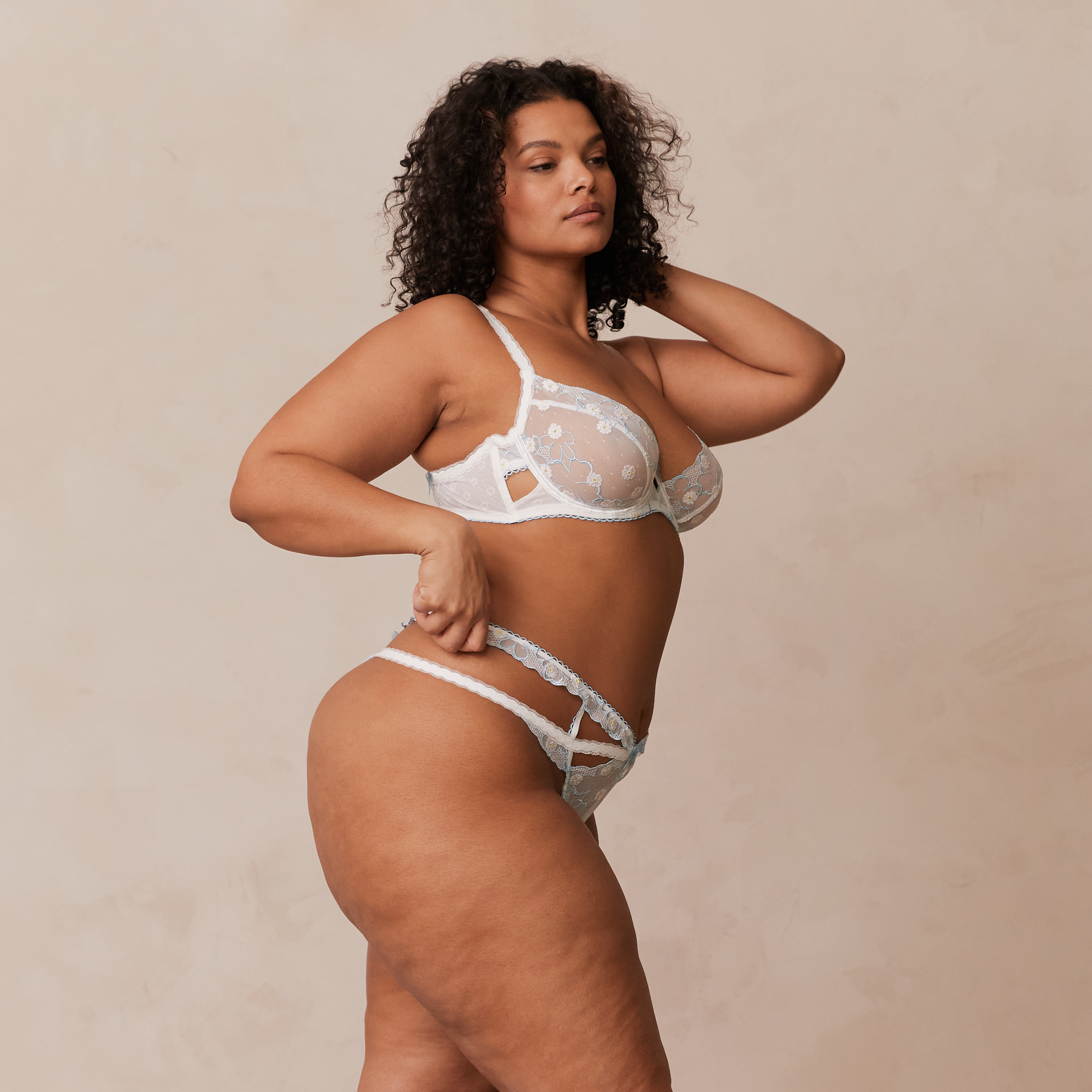 Fleur Balcony Bra - Lace Underwire Push Up Bra in White & Blue | Perfect for Everyday Wear, Date Nights & Special Occasions