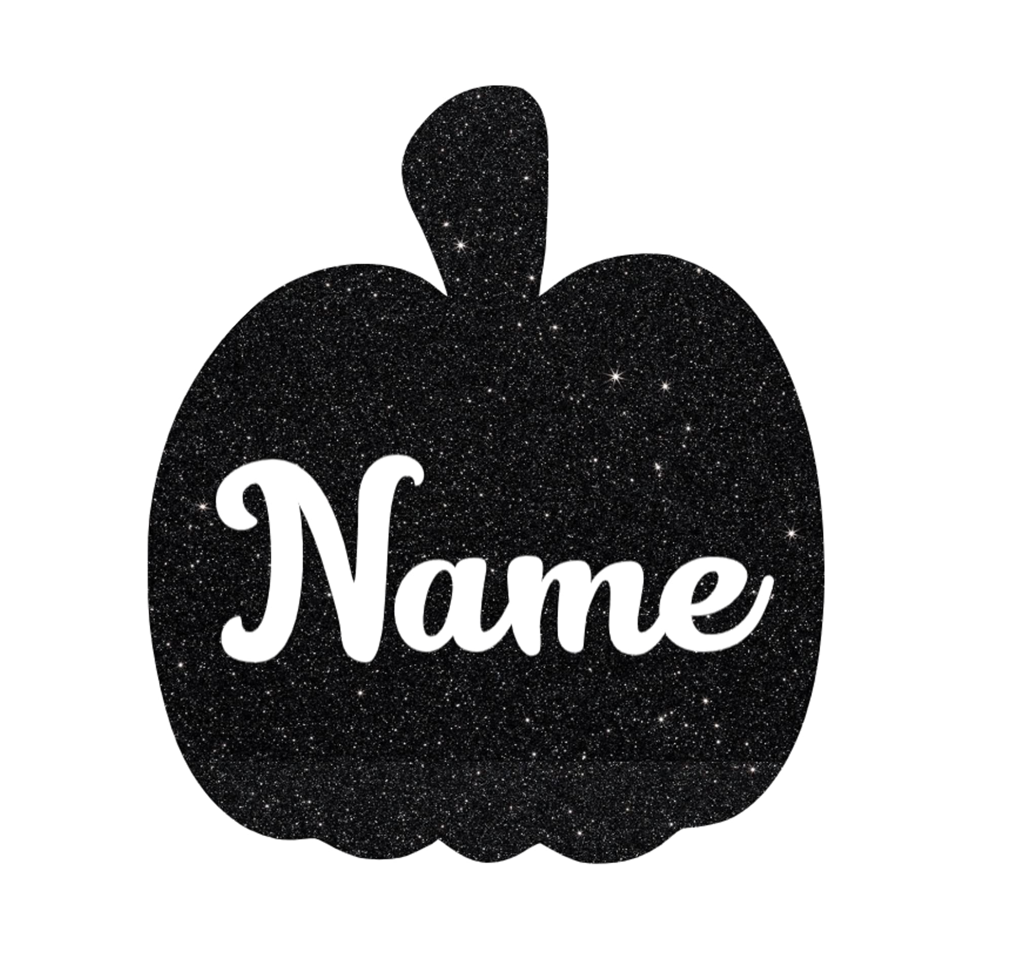 Custom Pumpkin Name Iron-On Decal for Halloween T-Shirts | DIY HTV Transfer for Pumpkin Patch & Fall Crafts | Glitter Black Heat Press Vinyl | Perfect for Kids Costumes, Party Favors & Seasonal DIY Projects