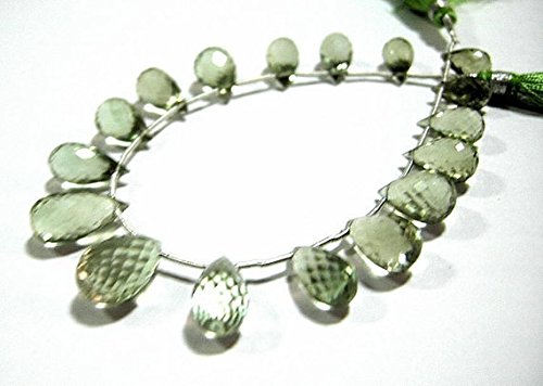 10x6-15x9mm Faceted Teardrop Green Amethyst Gemstone Briolettes Beads - 13 Inch Natural Bead Strand for DIY Jewelry Making (Necklace, Bracelet, Earrings, Rings) - Perfect for Boho, Wedding & Handmade Jewelry Designs
