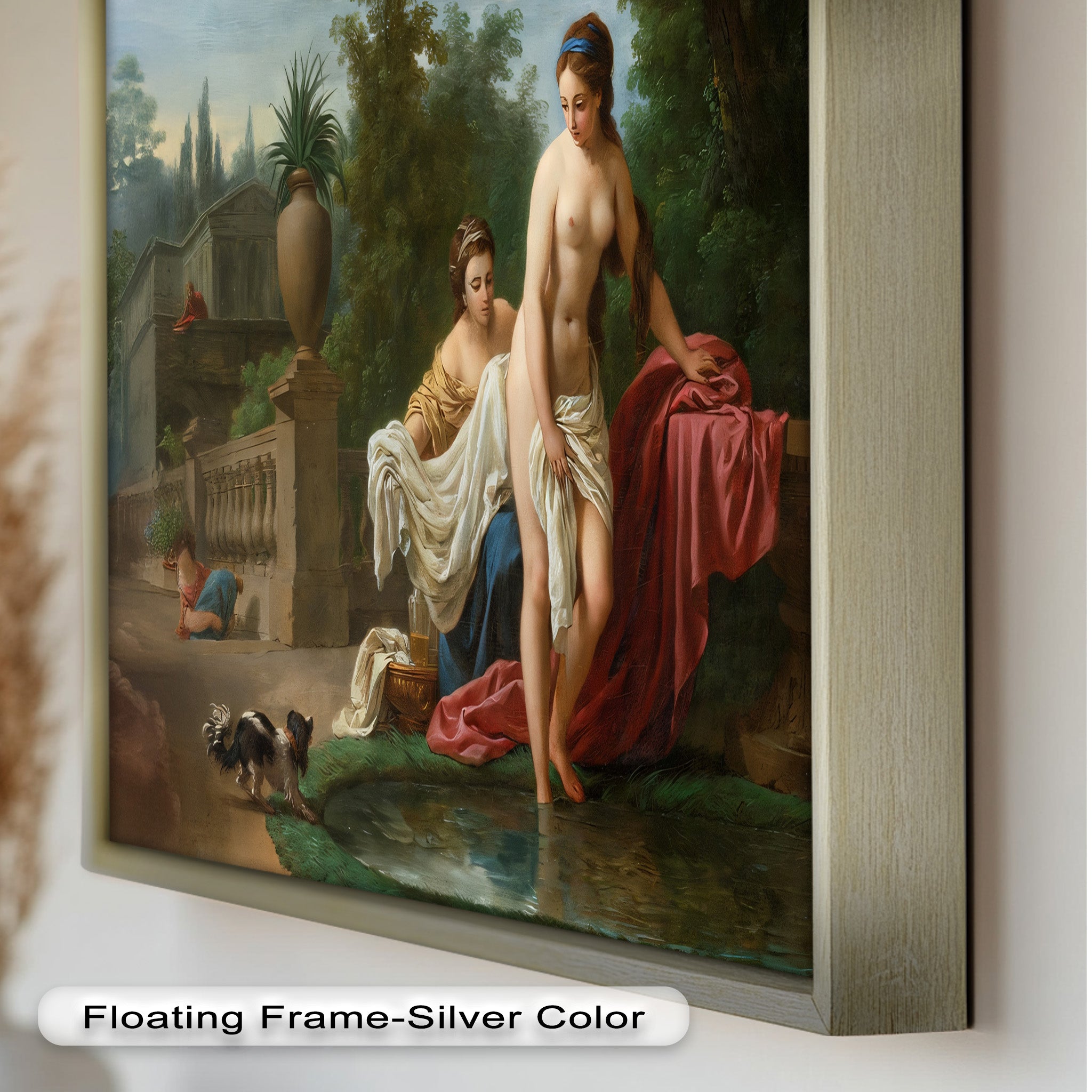 Neoclassical Elegance Oil Painting - Garden Bathing Scene Artwork for Home Decor & Living Room Wall Art
