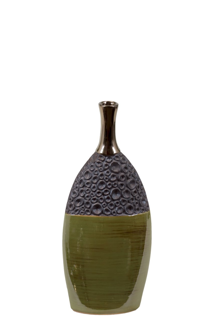 Antique Green Small Ceramic Vase - Handcrafted Home Decor for Living Room, Bedroom & Office - UTC25067 Collection