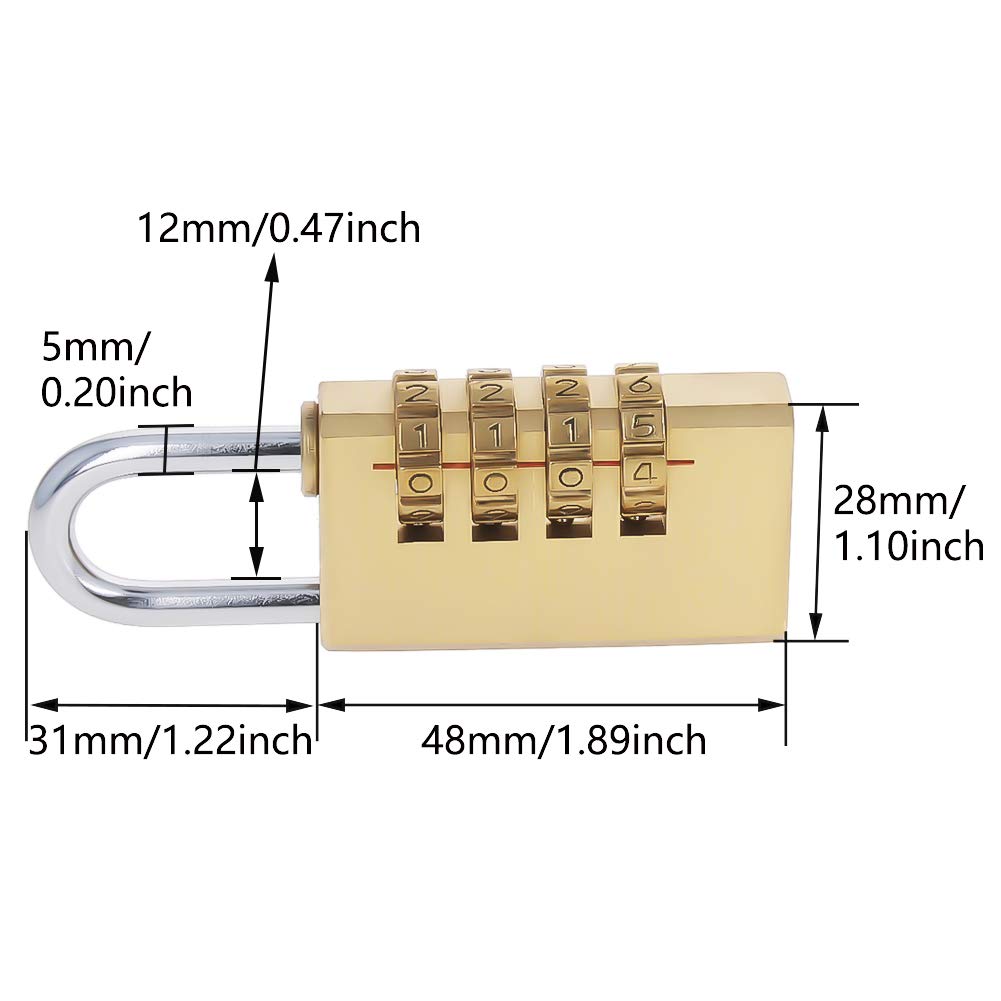 1Pc MroMax Brass 4 Digit Combination Padlock for Toolbox, Lockers, Luggage & Backpack - Secure Your Valuables at Home, School, Travel & Gym