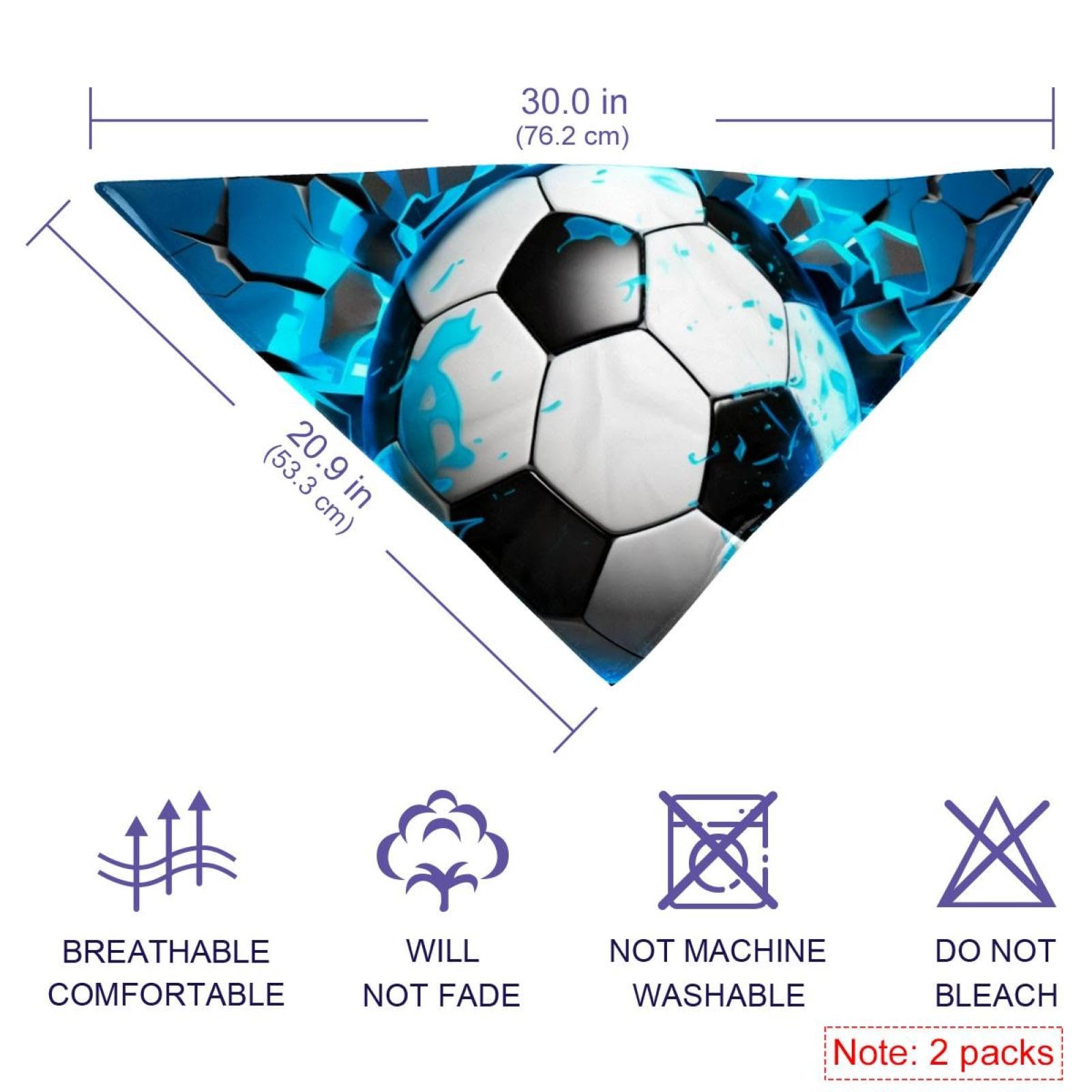 3D Light Wall Football Dog Bandanas - 2-Piece Set for Small, Medium & Large Dogs & Cats | Pet Fashion Accessories for Daily Walks, Parties & Photo Shoots