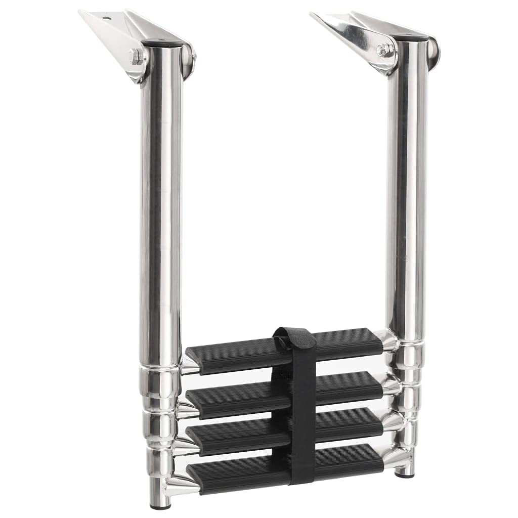SKM 4-Step Folding Boarding Ladder | Stainless Steel Marine Boat Ladder | Perfect for Yachts, Fishing Boats & Water Sports