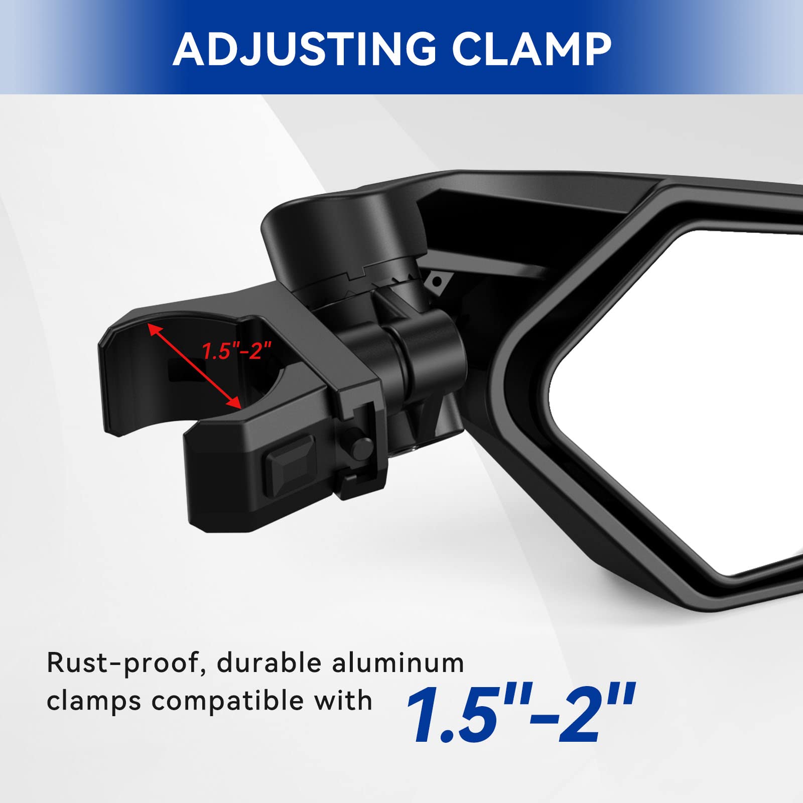 UTV Side Mirrors - TXZSXS Adjustable Roll Bar Mount Mirrors (1.5
