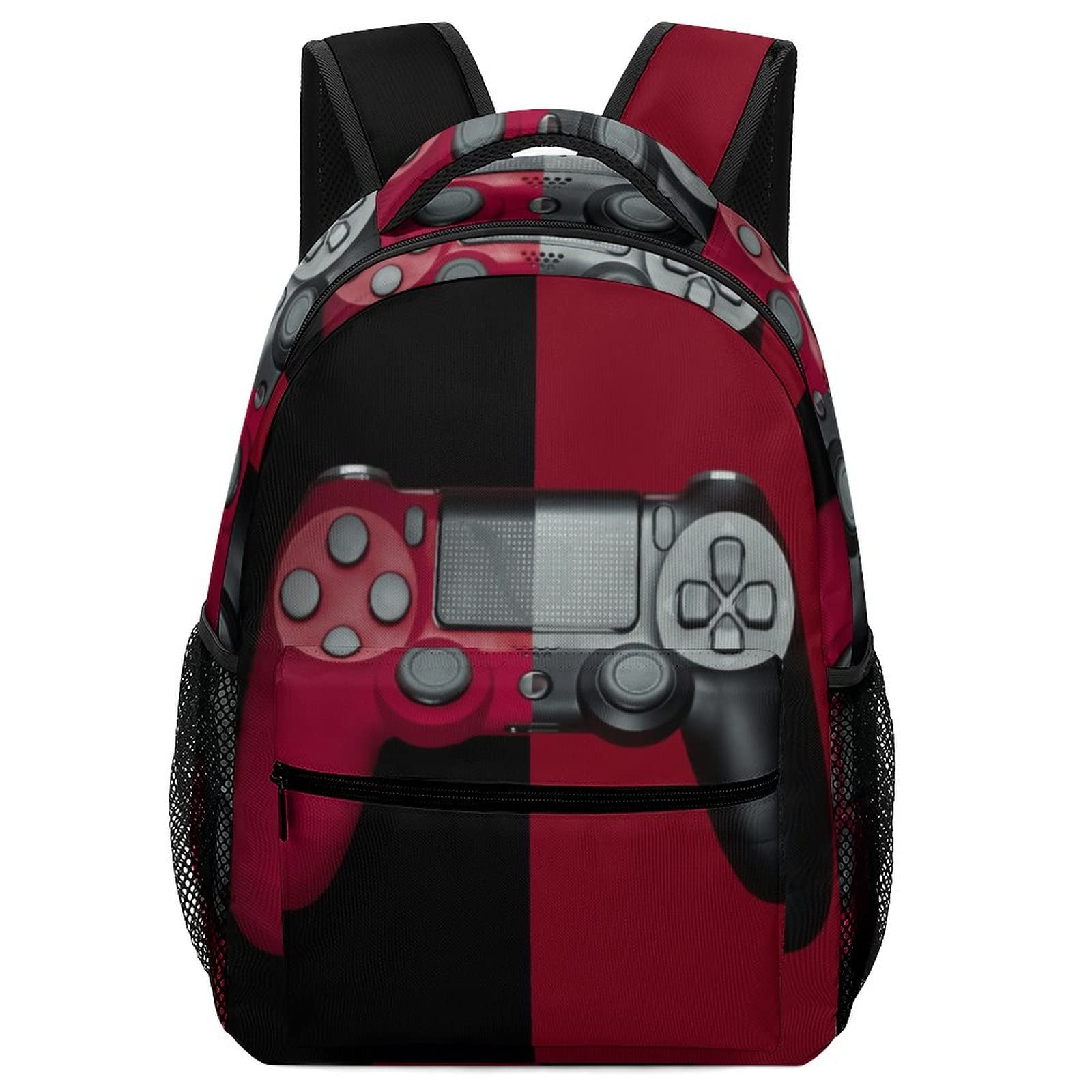 Kazynee Red Black Gaming Controller Backpack with Padded Shoulder Straps - Durable Gamepad Storage for PC, PS4, PS5, Xbox, Switch - Perfect for Travel, School, and Gaming Events