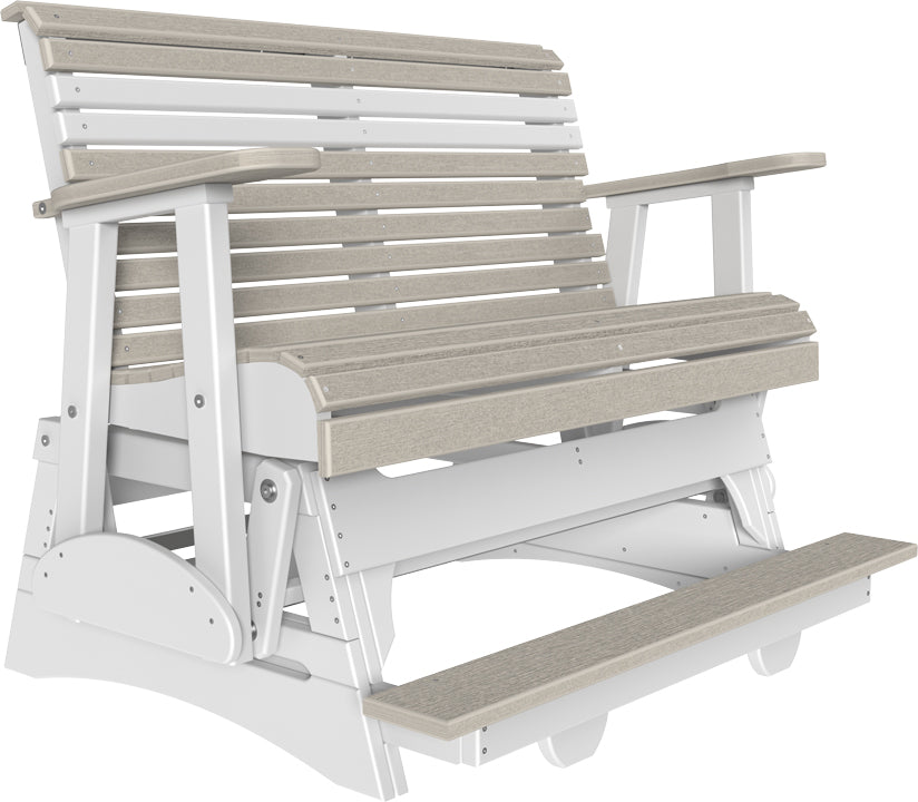 LuxCraft 4 Foot Plain Balcony Glider Chair - Outdoor Patio Swing for Relaxing on Porch, Deck or Garden
