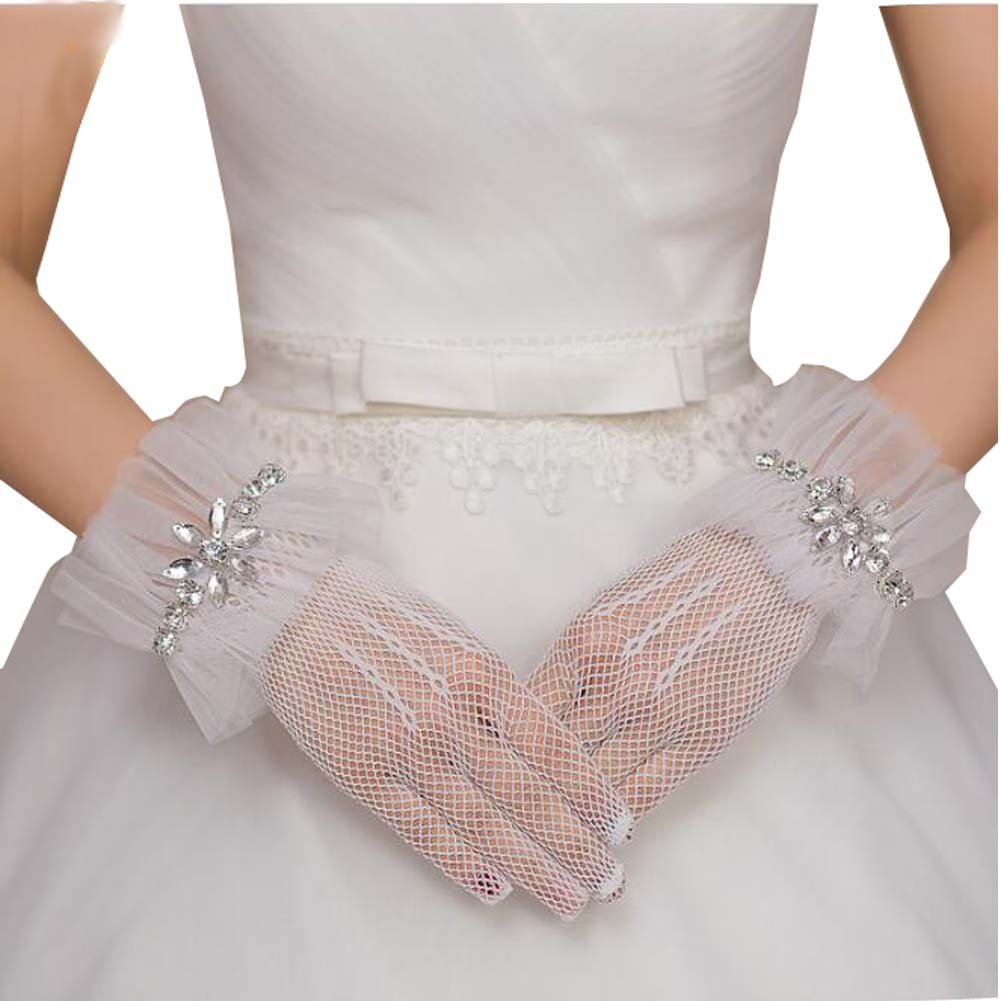 Elegant Lace Gloves for Wedding & Bridal - Floral Embroidered Short Gloves for Bride, Bridesmaids & Formal Events - Perfect for Ceremony, Reception & Vintage-Themed Occasions