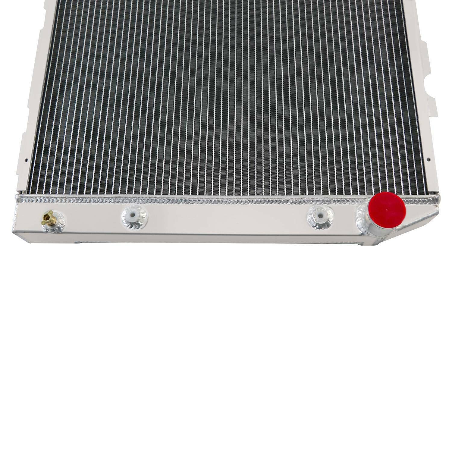 62MM 4 Row Aluminum Radiator for 1970-1973 Dodge Charger Challenger Barracuda Coronet & Plymouth Satellite V8 - Complete Cooling Kit with Electric Fan Shroud & Thermostat - Perfect for Classic Car Restoration & High-Performance Upgrades