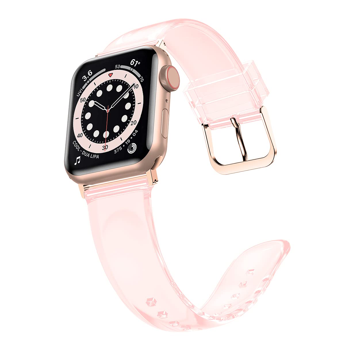 iiteeology Clear Soft Silicone Apple Watch Band Compatible with 38mm 40mm 41mm 42mm 44mm 45mm 46mm - Breathable Strap for Women Men Series 1/2/3/4/5/6/7/8/9/10 - Perfect for Workout, Running & Daily Wear