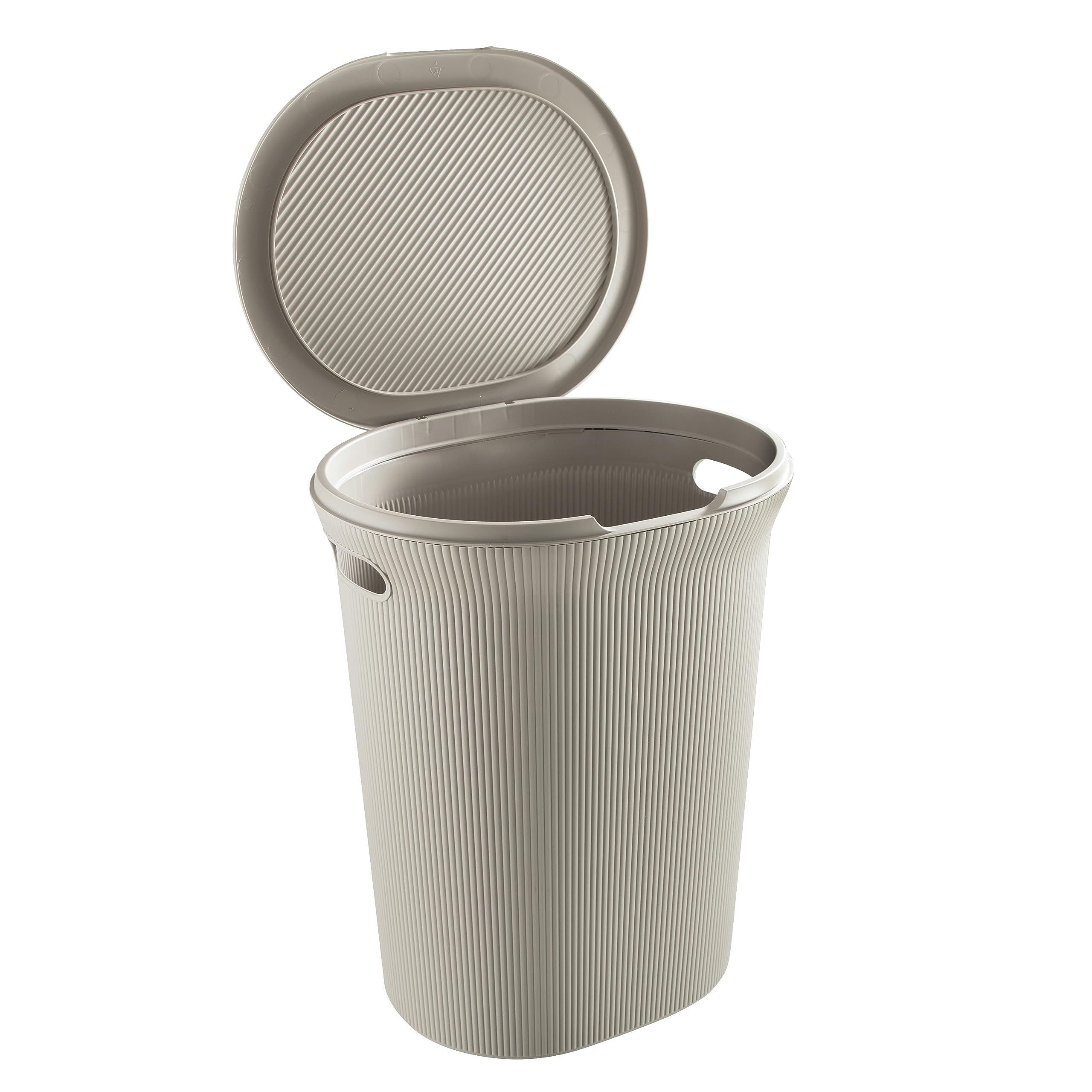 Superior Ribbed Laundry Basket Set of 2 with Lid & Handles - Taupe Plastic Storage Organizer for Clothes, Towels & Linens | Perfect for Bedroom, Bathroom, College Dorm & Laundry Room Organization
