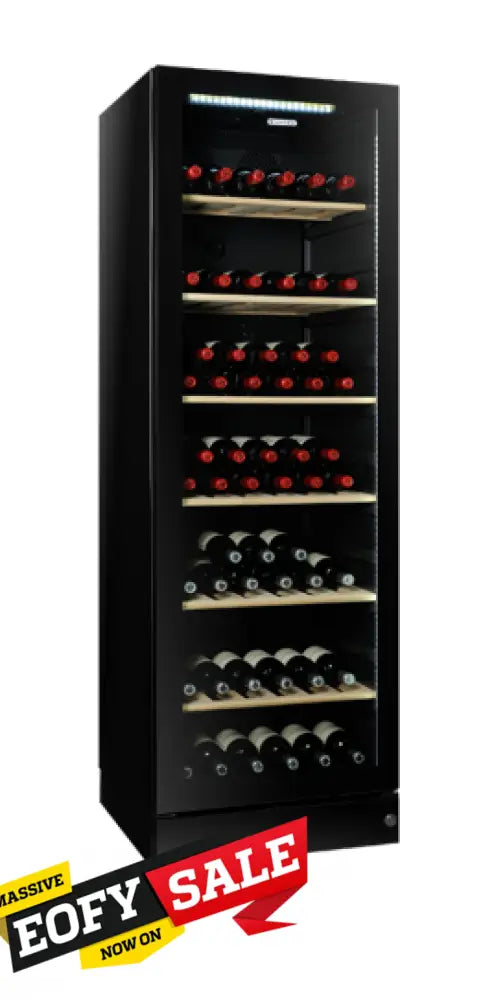 Vintec V190SG2E BKLH 198 Bottle Dual Temperature or Single Zone Wine Cooler Refrigerator - Left Hinge Design for Home Bar, Cellar, or Restaurant Wine Storage