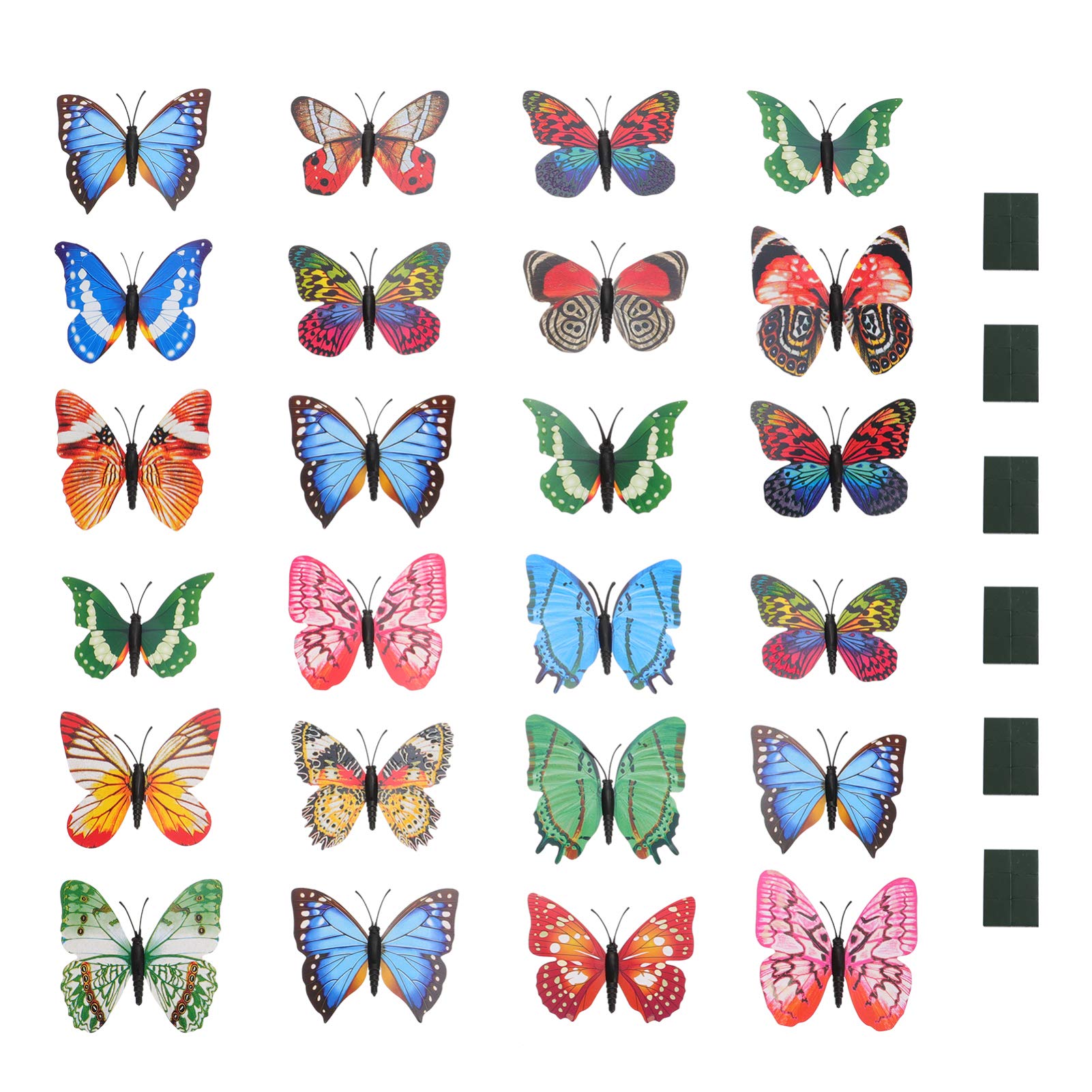 VOSAREA 24pcs Luminous Butterfly Wall Stickers - 3D Decorative Decals for Kids Room, Nursery, Bedroom & Festival Home Decor - Glow in The Dark Butterflies for Wall Art & Party Decorations
