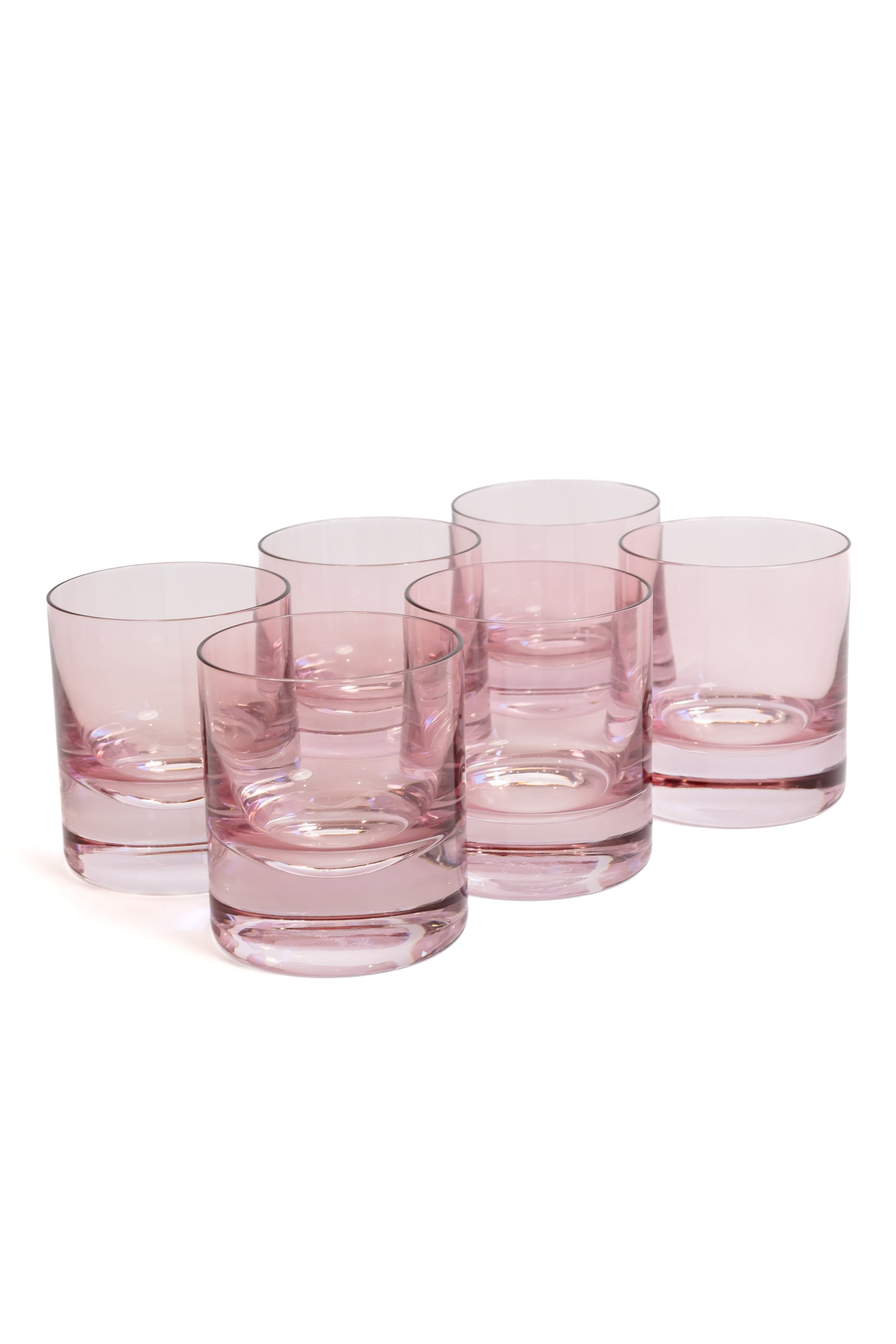 Estelle Colored Rocks Glass Set of 6 - Rose Pink Drinking Glasses for Cocktails, Whiskey & Juice | Perfect for Home Bar, Parties & Gifts