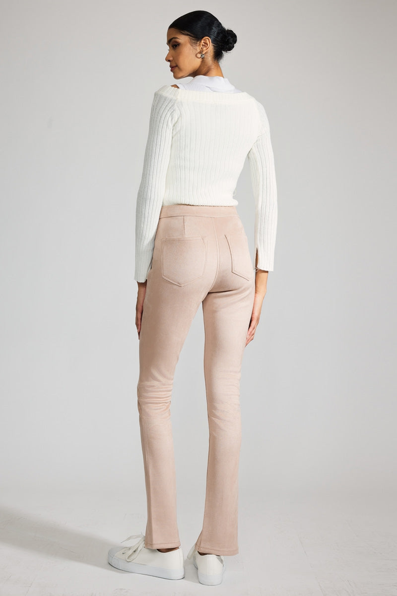 Peach Premier High Rise Slit Hem Skinny Jeans for Women - Stretchy Slim Fit Denim Pants | Perfect for Casual Wear, Date Night & Office Outfits