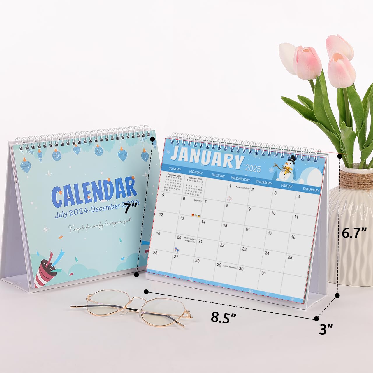 SKYDUE 2025-2026 20-Month Desk Calendar (Nov 2024 - Jun 2026) with Planner Stickers | 8.5