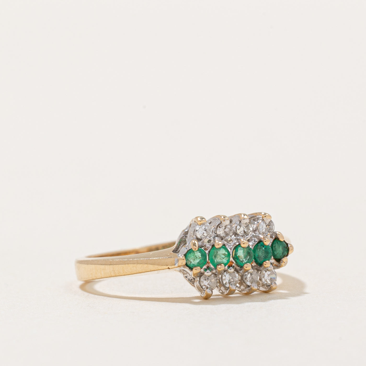 0.08ctw Diamond & 0.06ctw Emerald Ring - Size 3.75 - Elegant Wedding, Engagement & Anniversary Jewelry Gift for Women