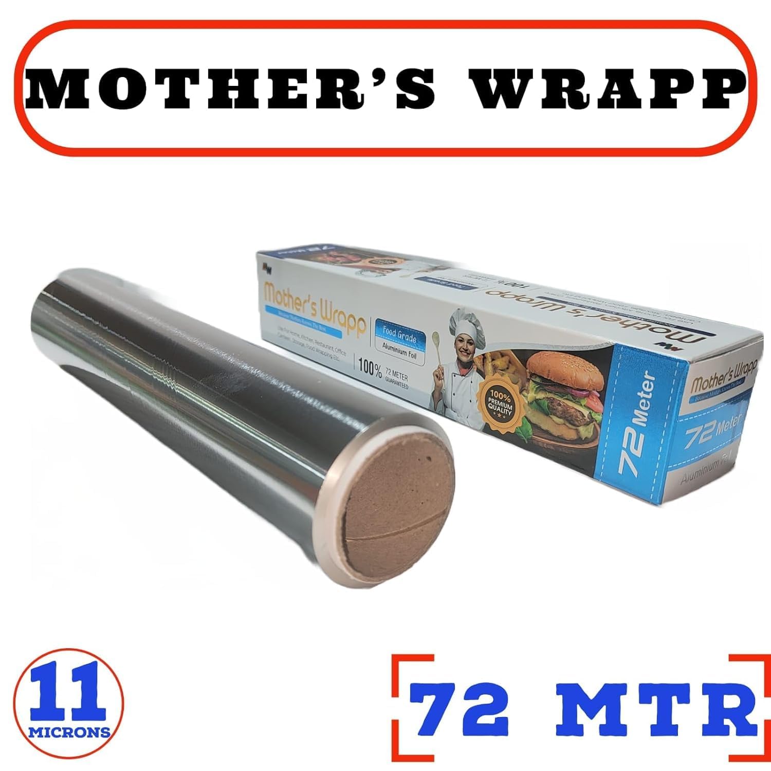 Premium Aluminum Foil Roll 72 Meters (11 Microns) - Heavy Duty Parchment & Food Wrapping Paper for Cooking, Baking, Meal Prep, BBQ, and Food Storage | Ideal for Kitchen, Restaurant & Catering Use